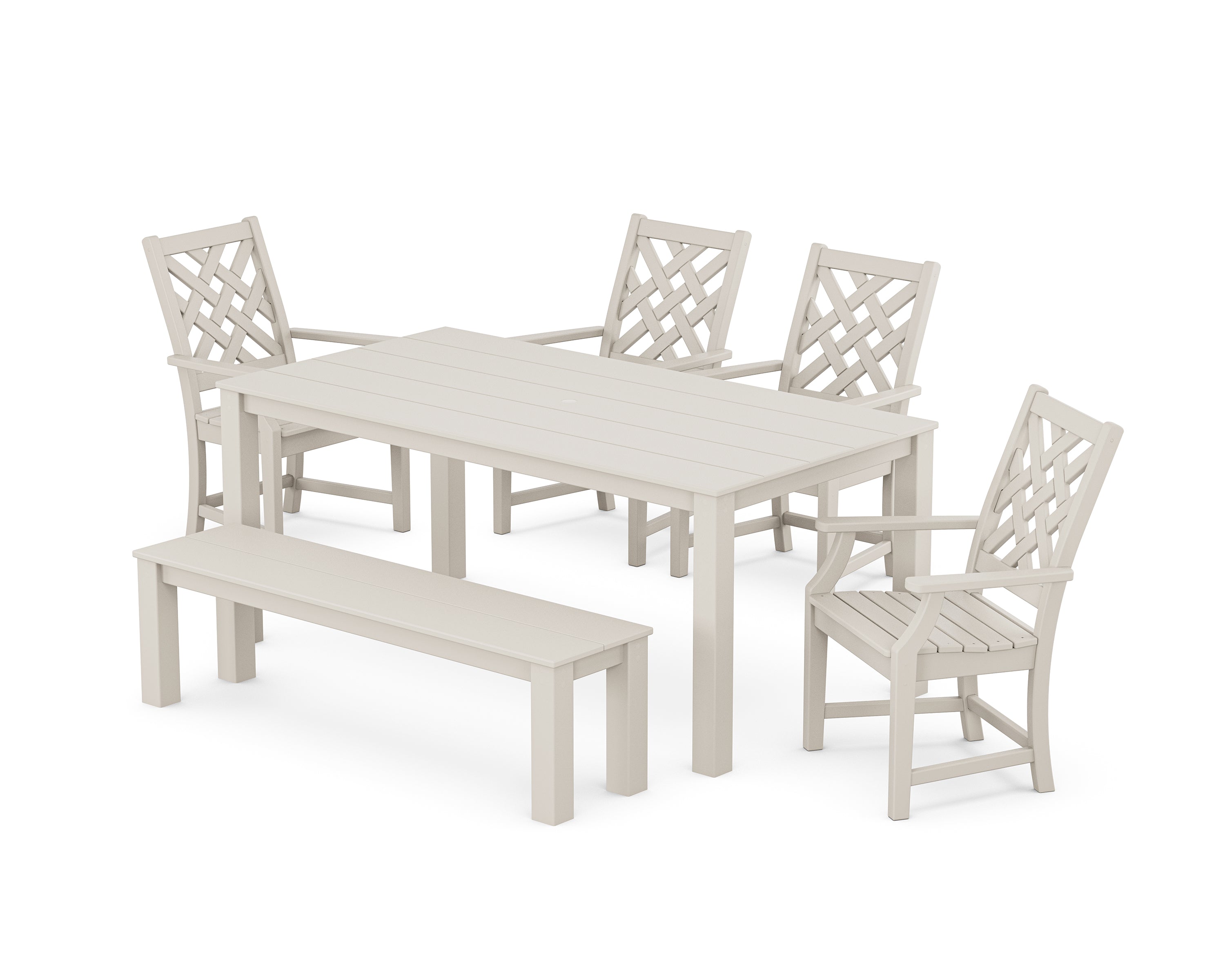 Country Living Wovendale 6-Piece Parsons Dining Set with Bench in Sand