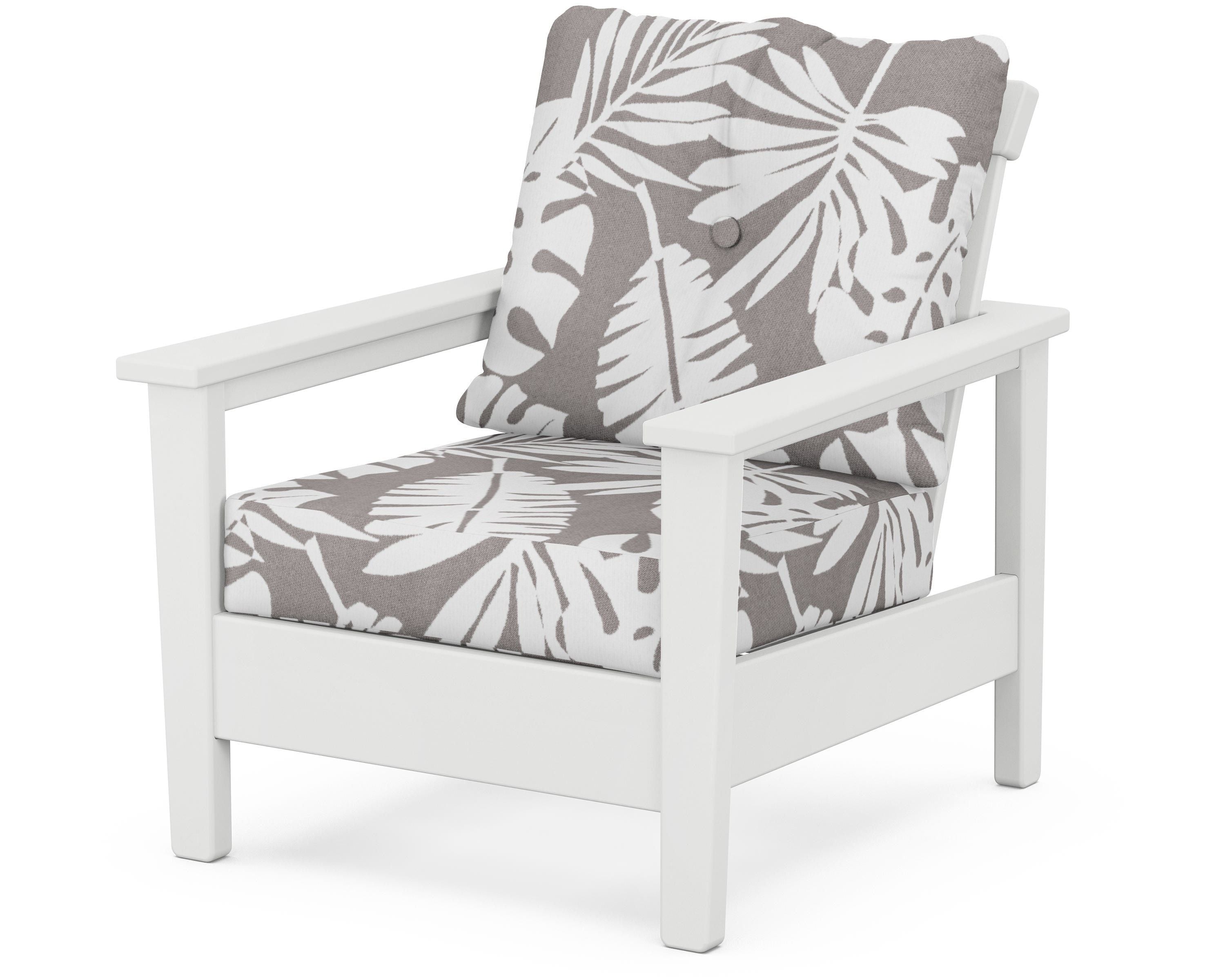 POLYWOOD® Prescott Deep Seating Chair in White / Leaf Grey Mist