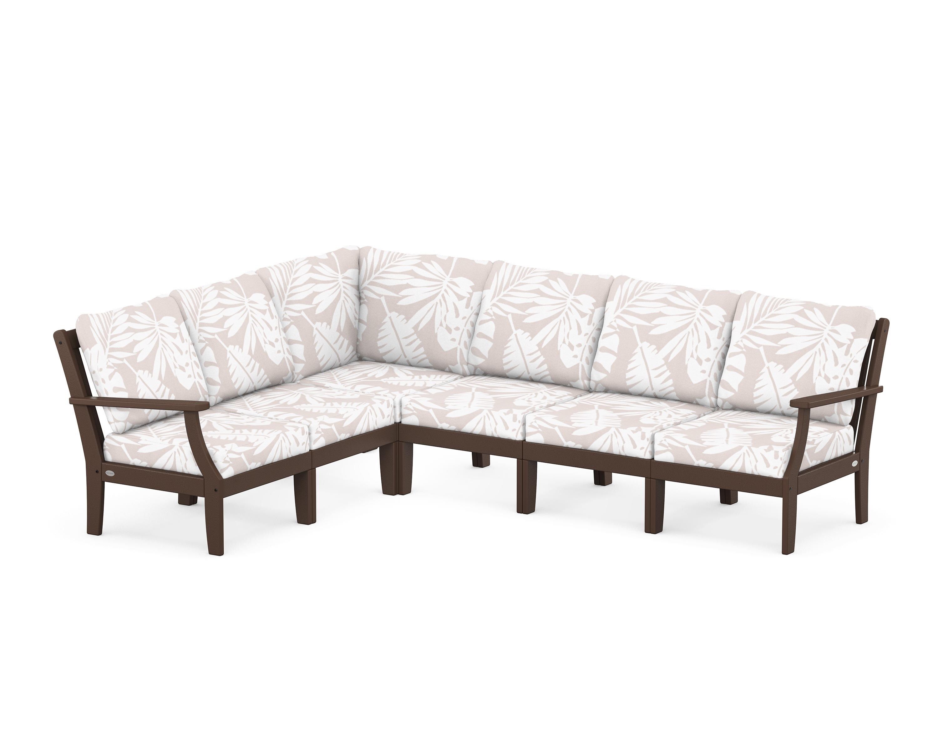 POLYWOOD® Braxton Modular 6-Piece Deep Seating Set in Mahogany / Leaf Dune Burlap