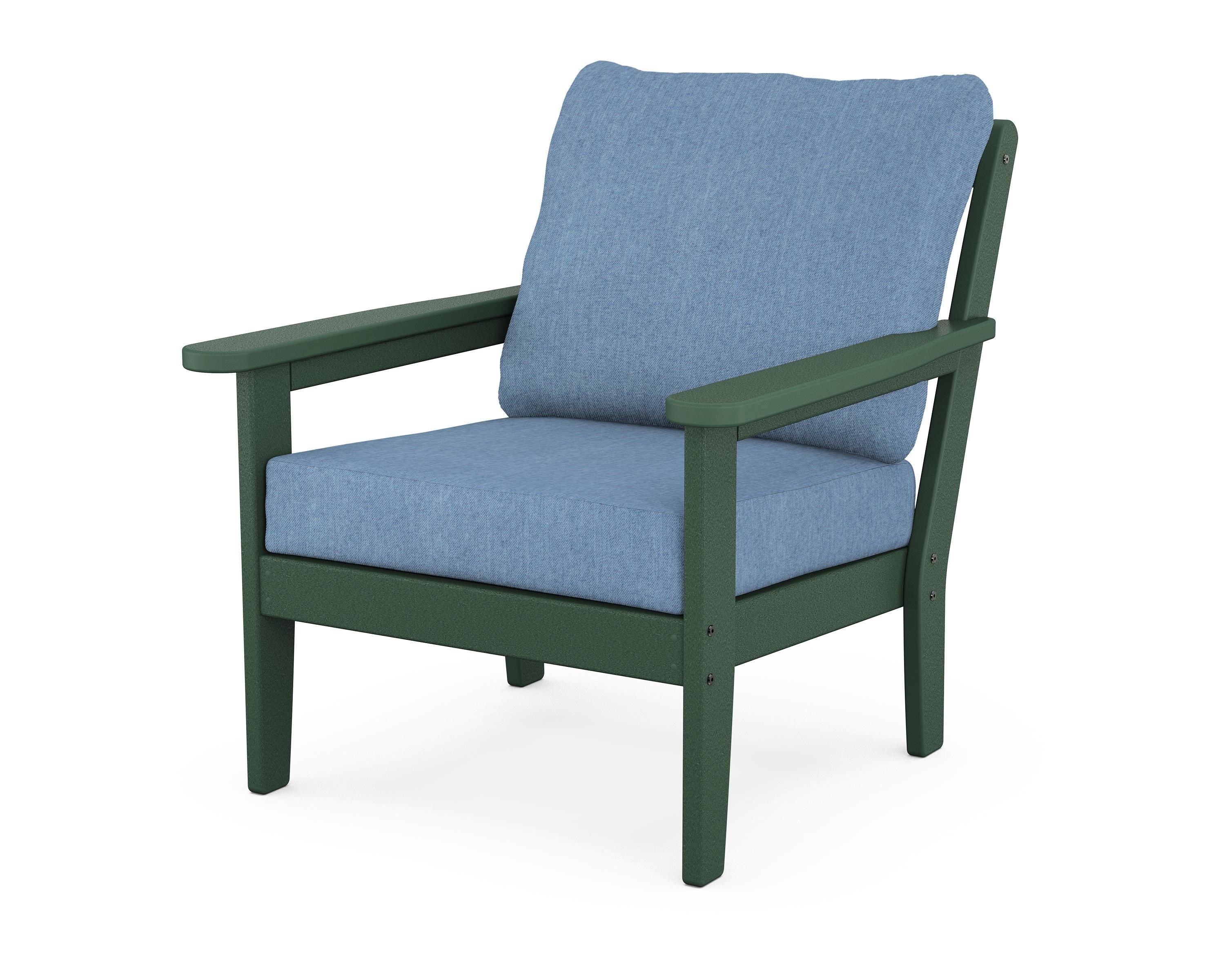 Country Living Cottage Deep Seating Chair in Green / Sky Blue