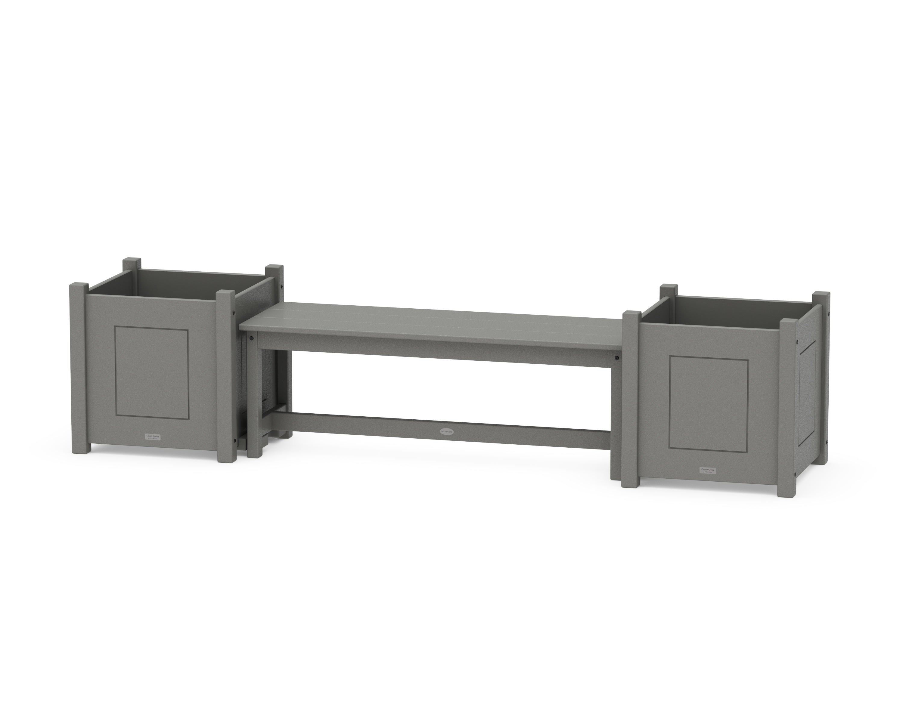 POLYWOOD® 48" Country Living Straight Planter Bench Set - Large in Slate Grey