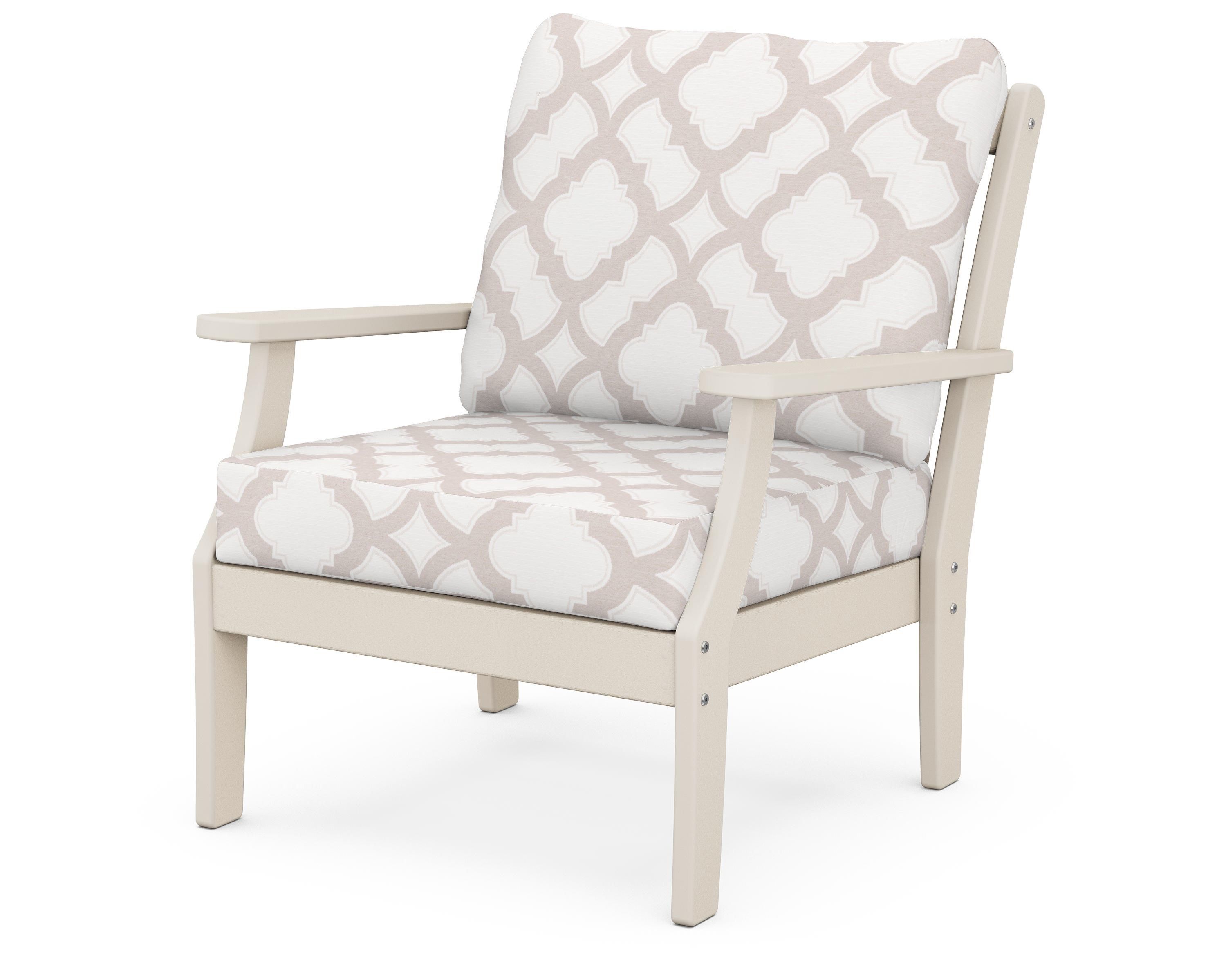 POLYWOOD® Braxton Deep Seating Chair in Sand / Trellis Dune Burlap