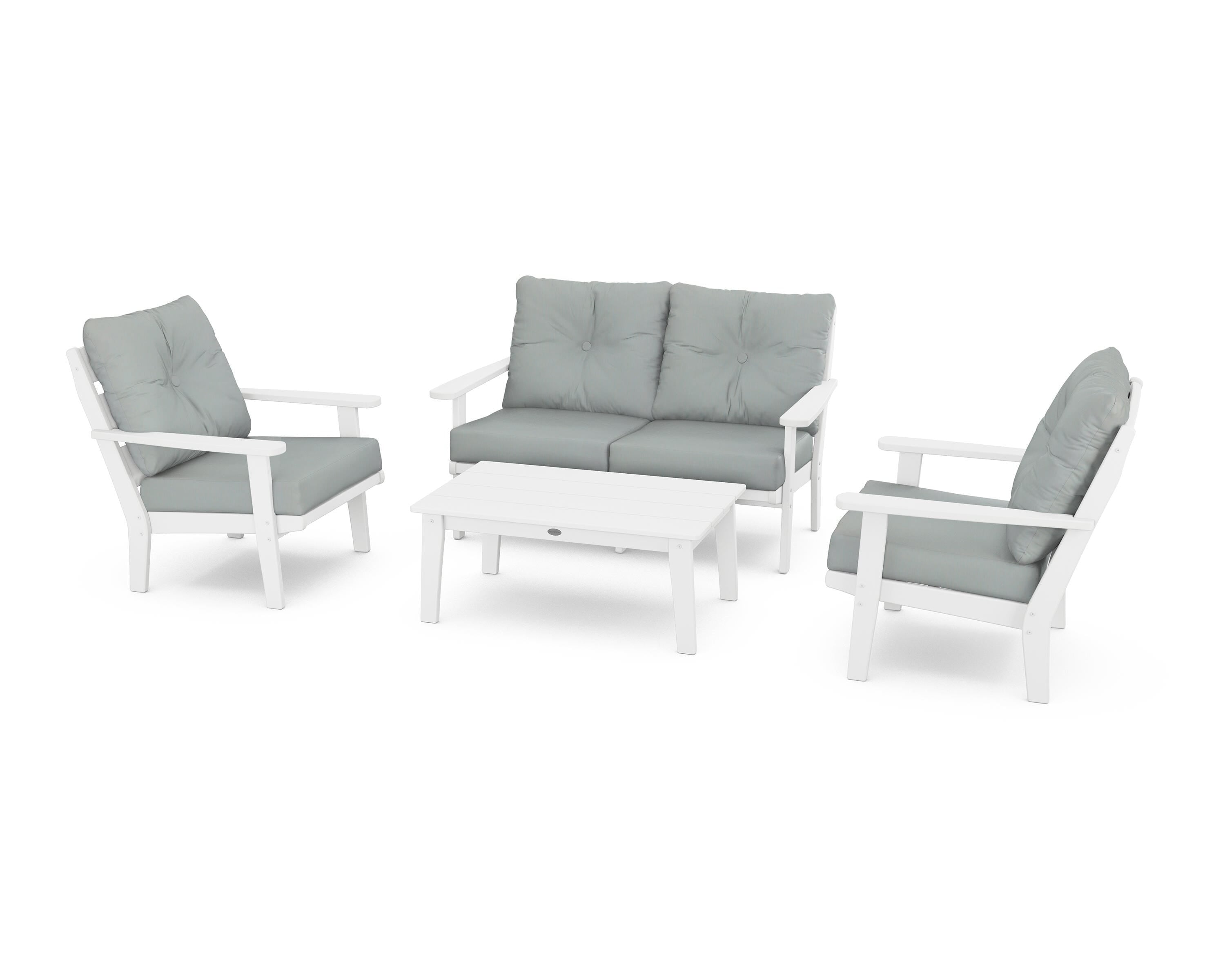 POLYWOOD® Lakeside 4-Piece Deep Seating Set in White / Spa