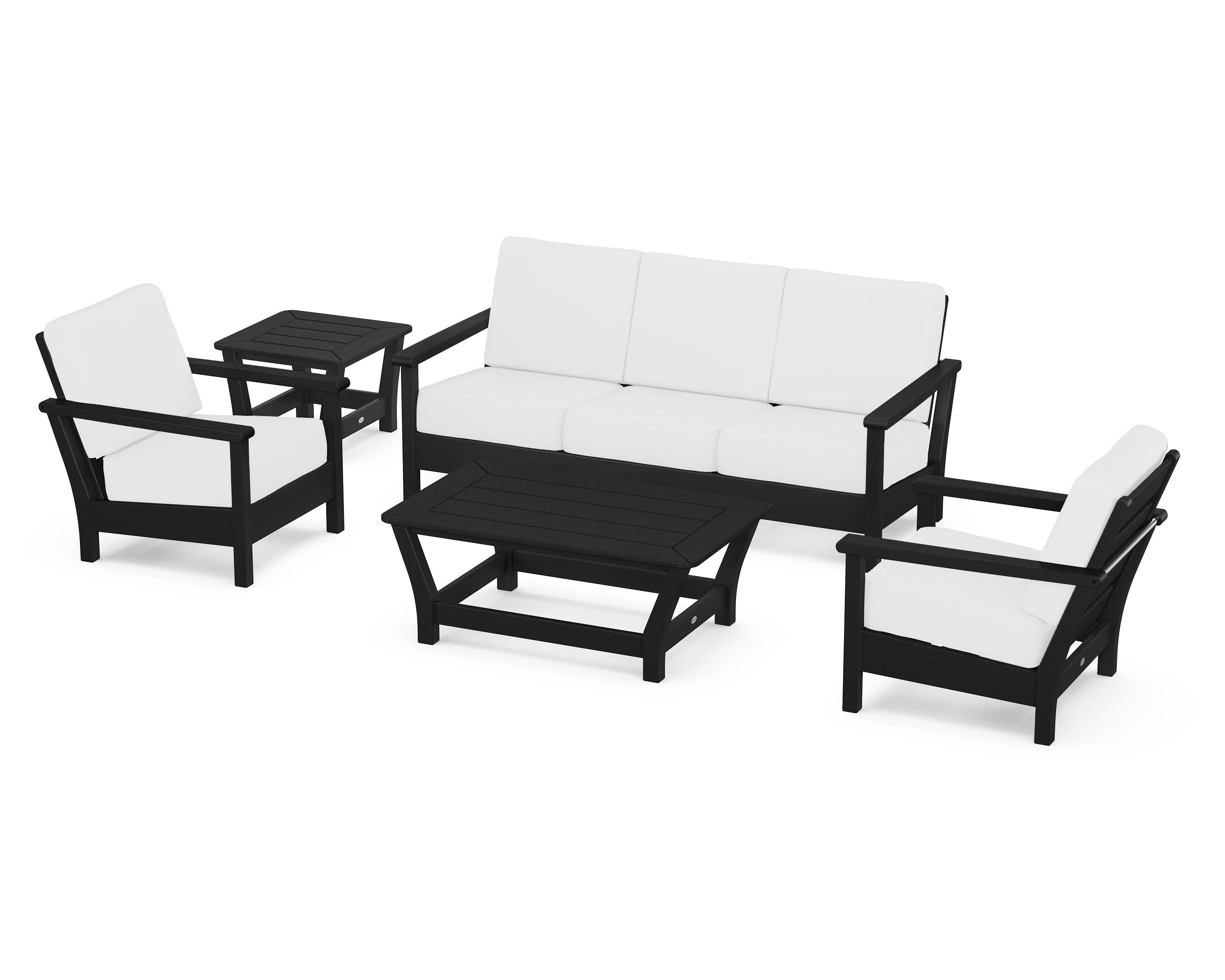 POLYWOOD® Harbour 5-Piece Deep Seating Set in Black / Natural