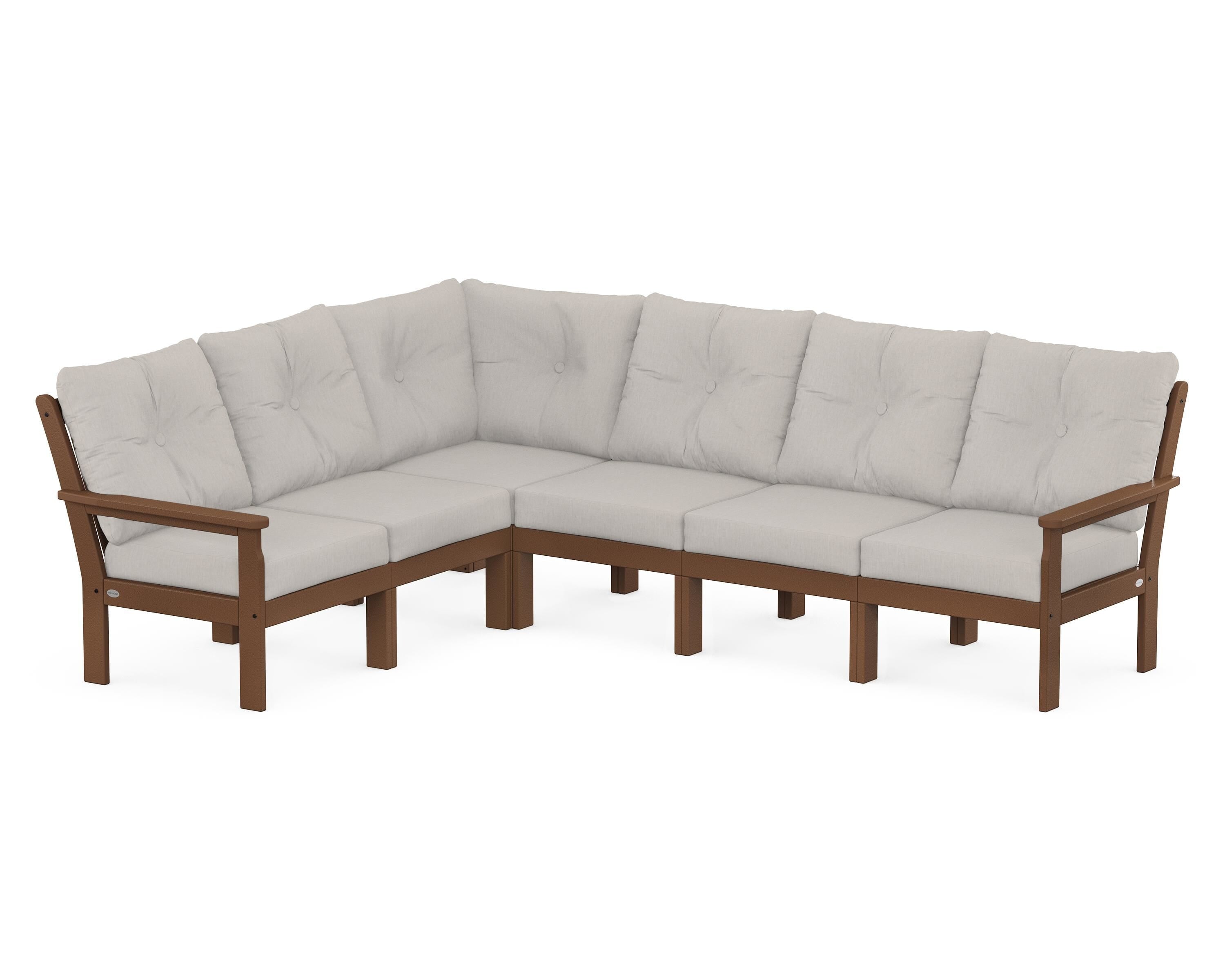 POLYWOOD® Vineyard 6-Piece Sectional in Teak / Cast Ash