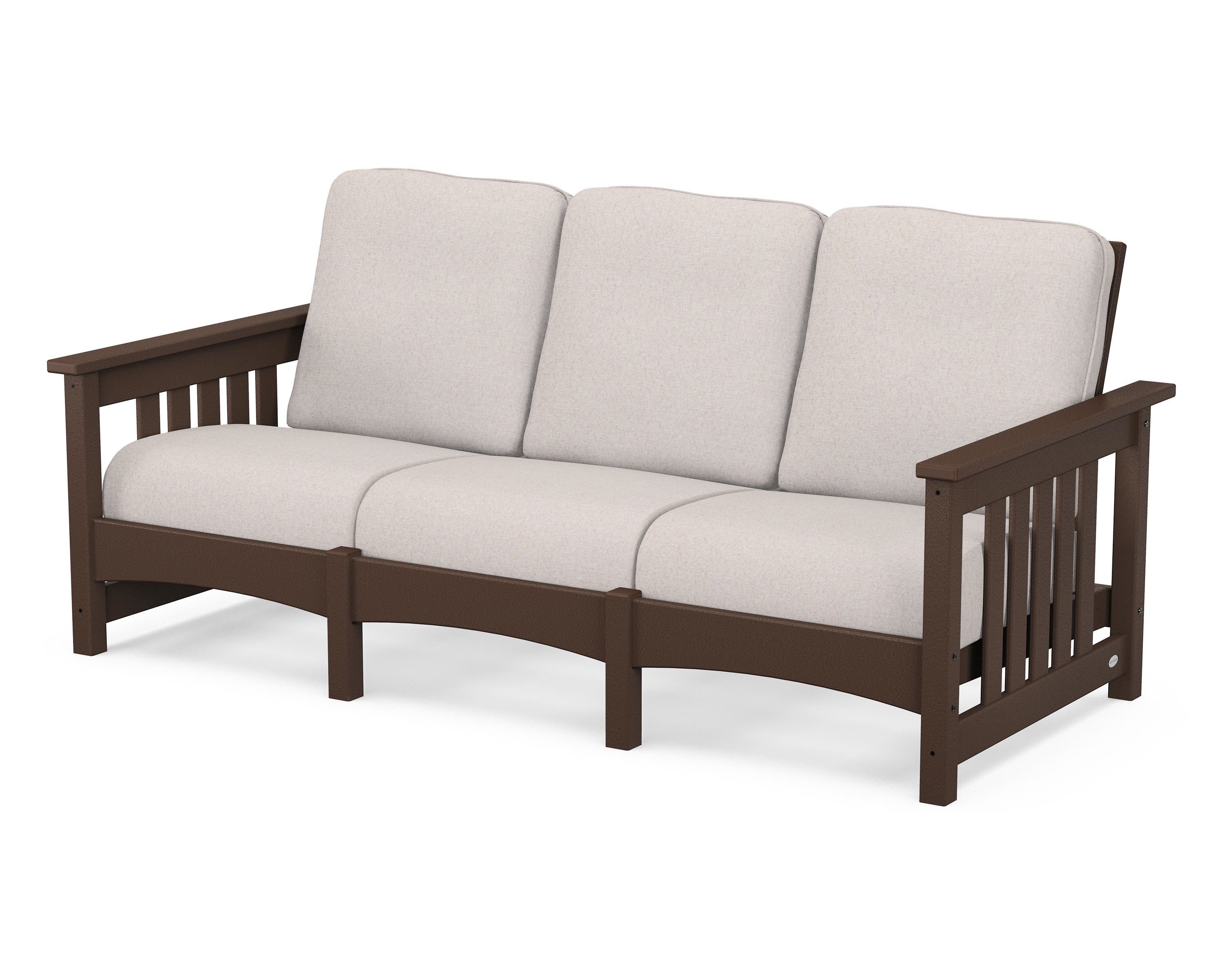 POLYWOOD® Club Mission Sofa in Mahogany / Dune Burlap