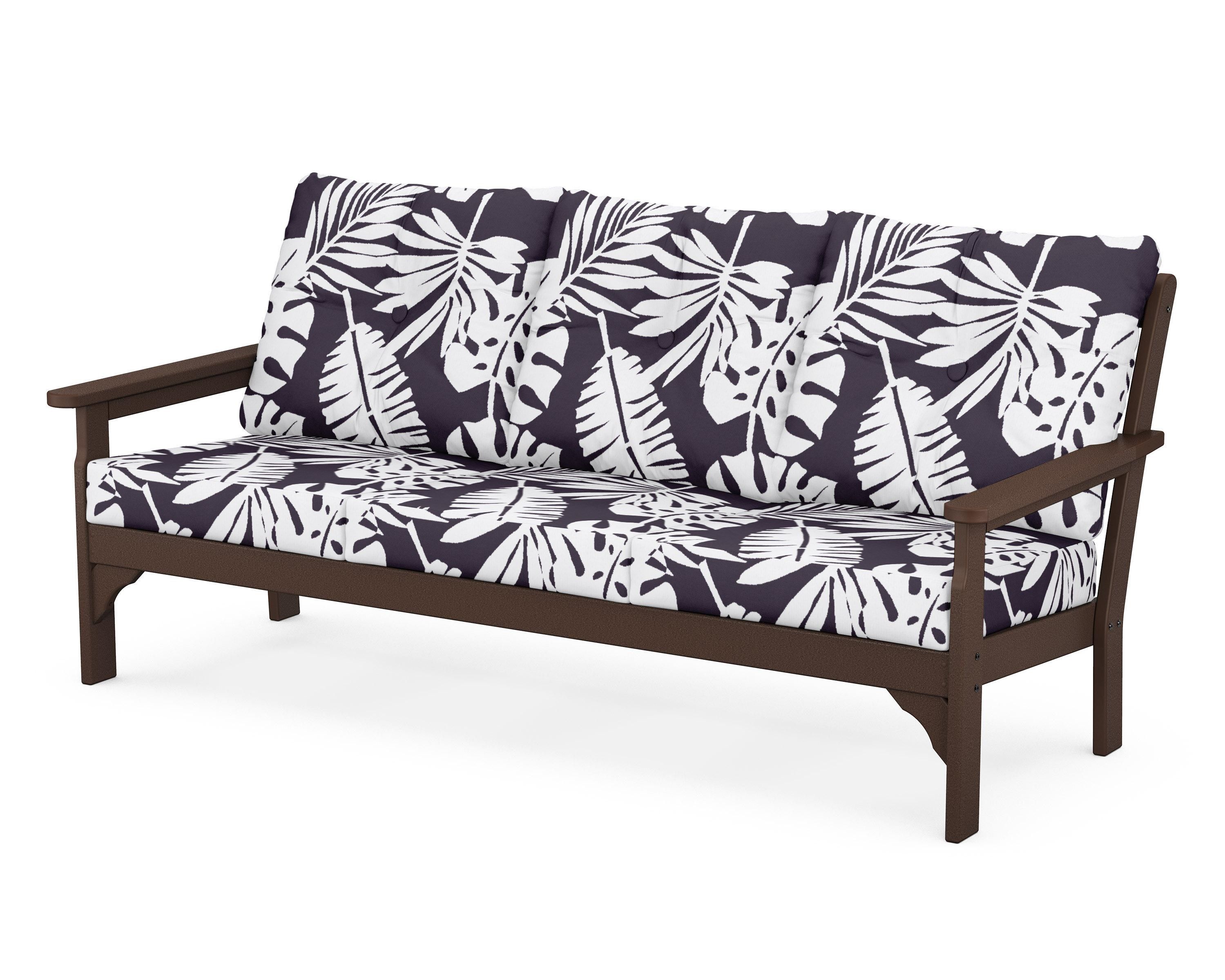 POLYWOOD® Vineyard Deep Seating Sofa in Mahogany / Leaf Navy