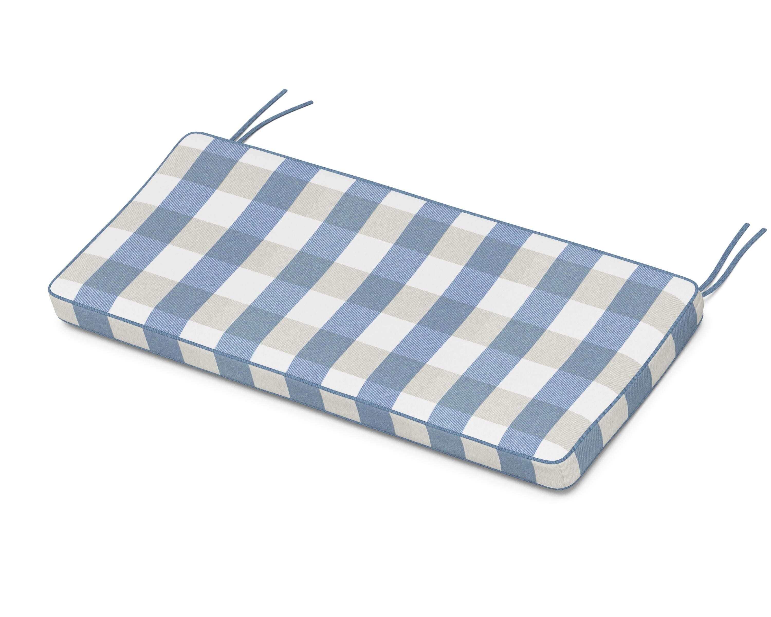 Martha Stewart by POLYWOOD® Chinoiserie Bench Seat Cushion in Buffalo Plaid Sky Blue