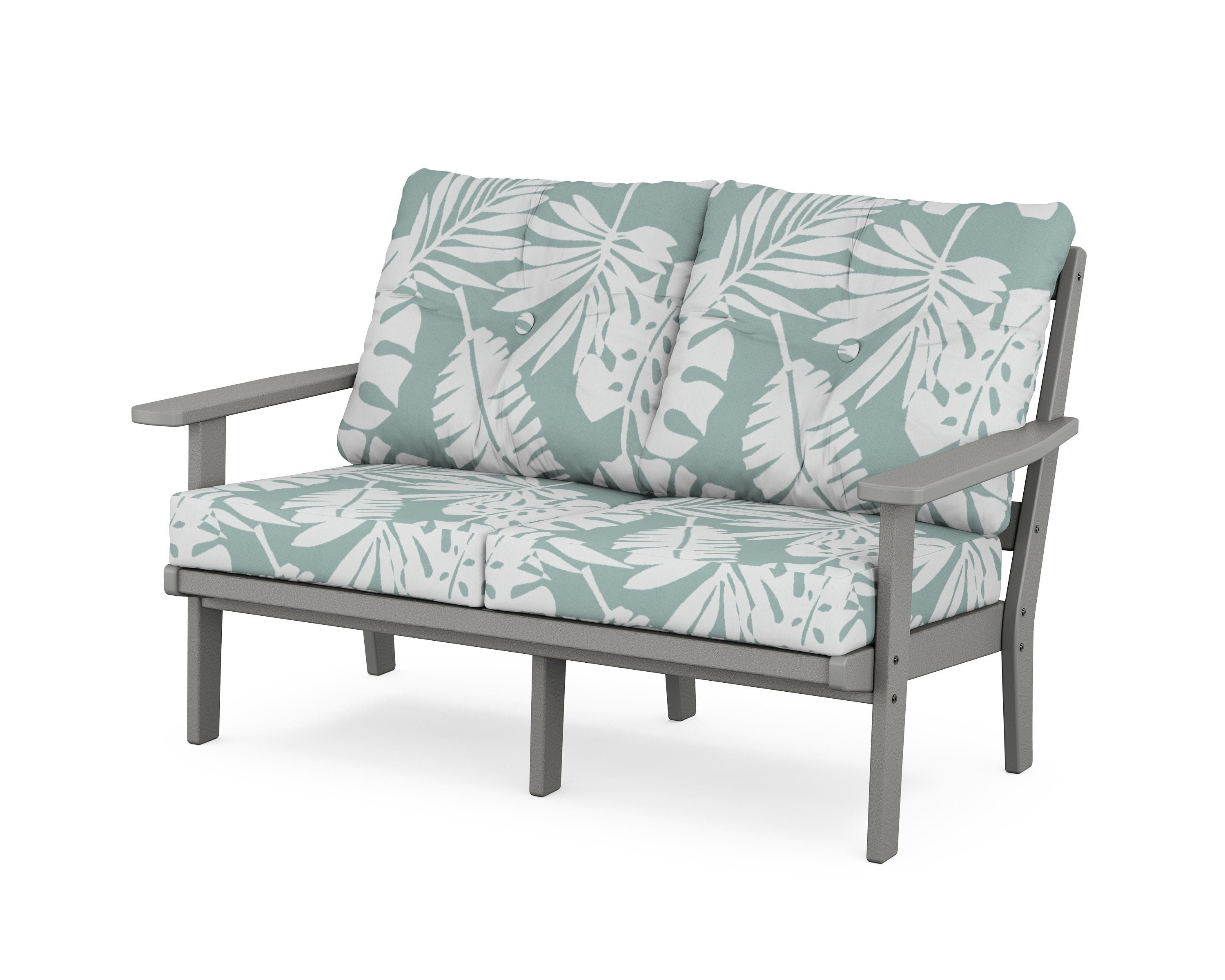 POLYWOOD® Oxford Deep Seating Loveseat in Slate Grey / Leaf Glacier Spa
