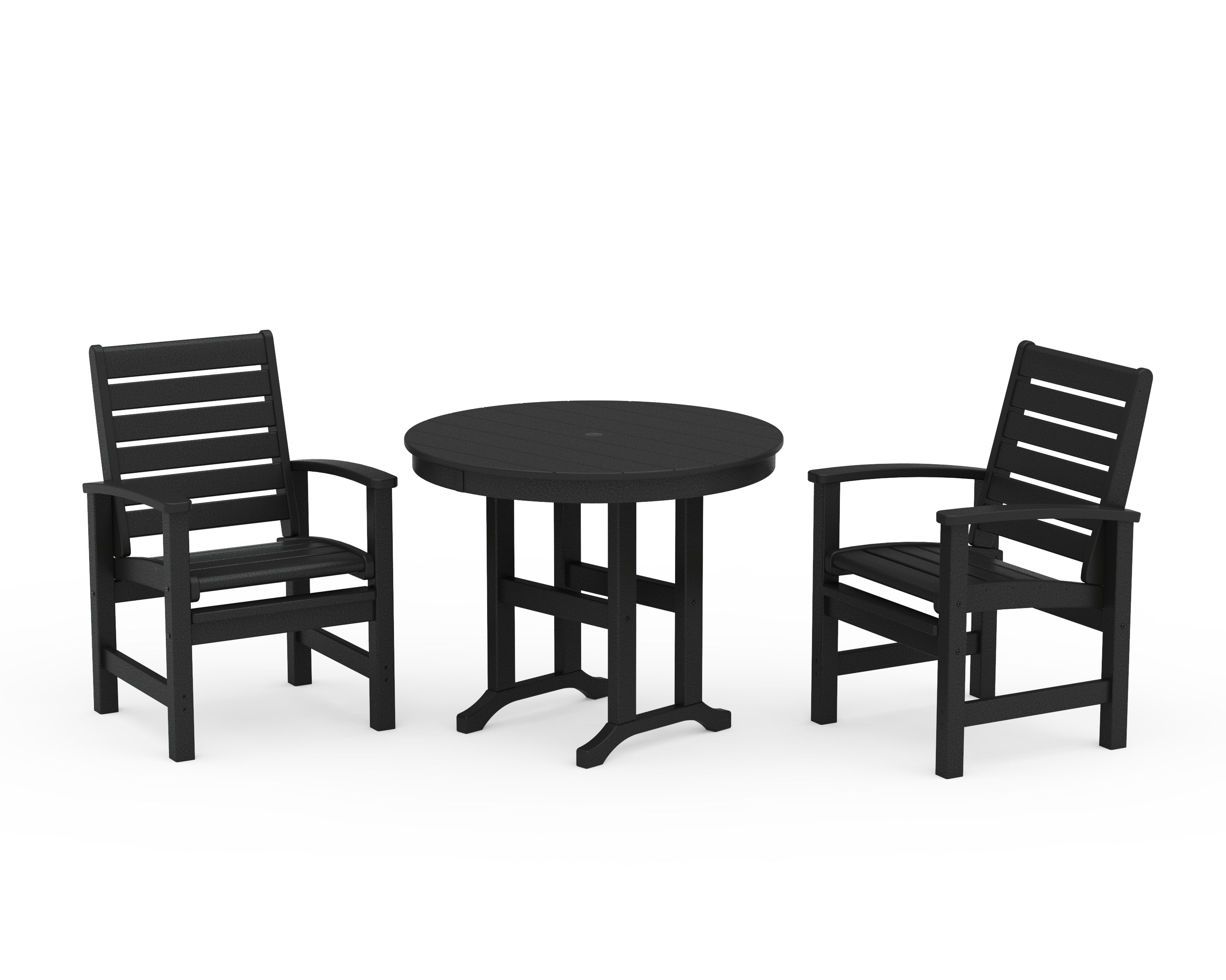 POLYWOOD® Signature 3-Piece Round Farmhouse Dining Set in Black