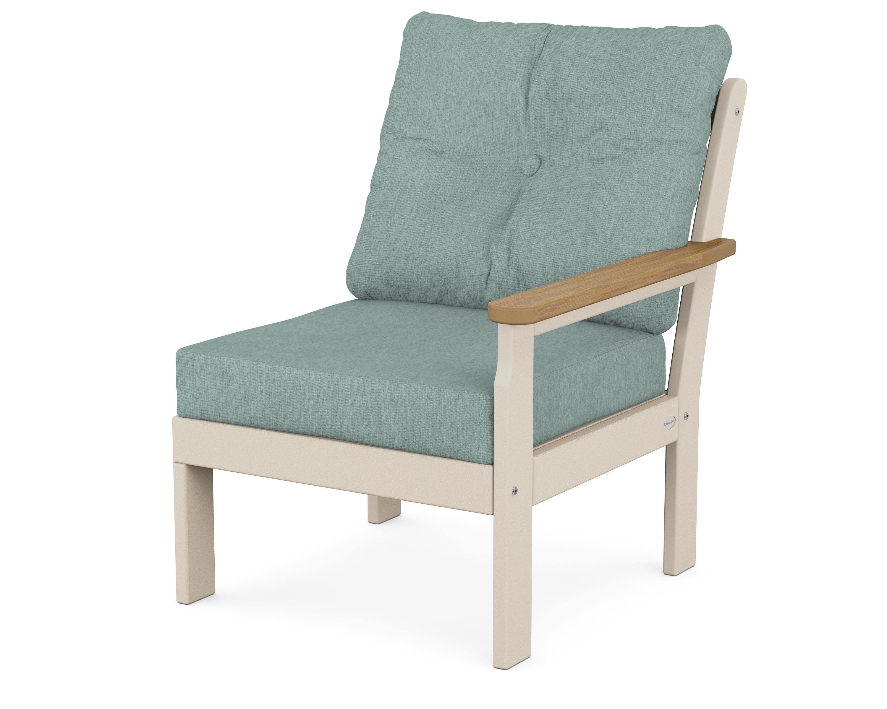 POLYWOOD® Vineyard Modular Right Arm Chair in Sand / Natural / Glacier Spa