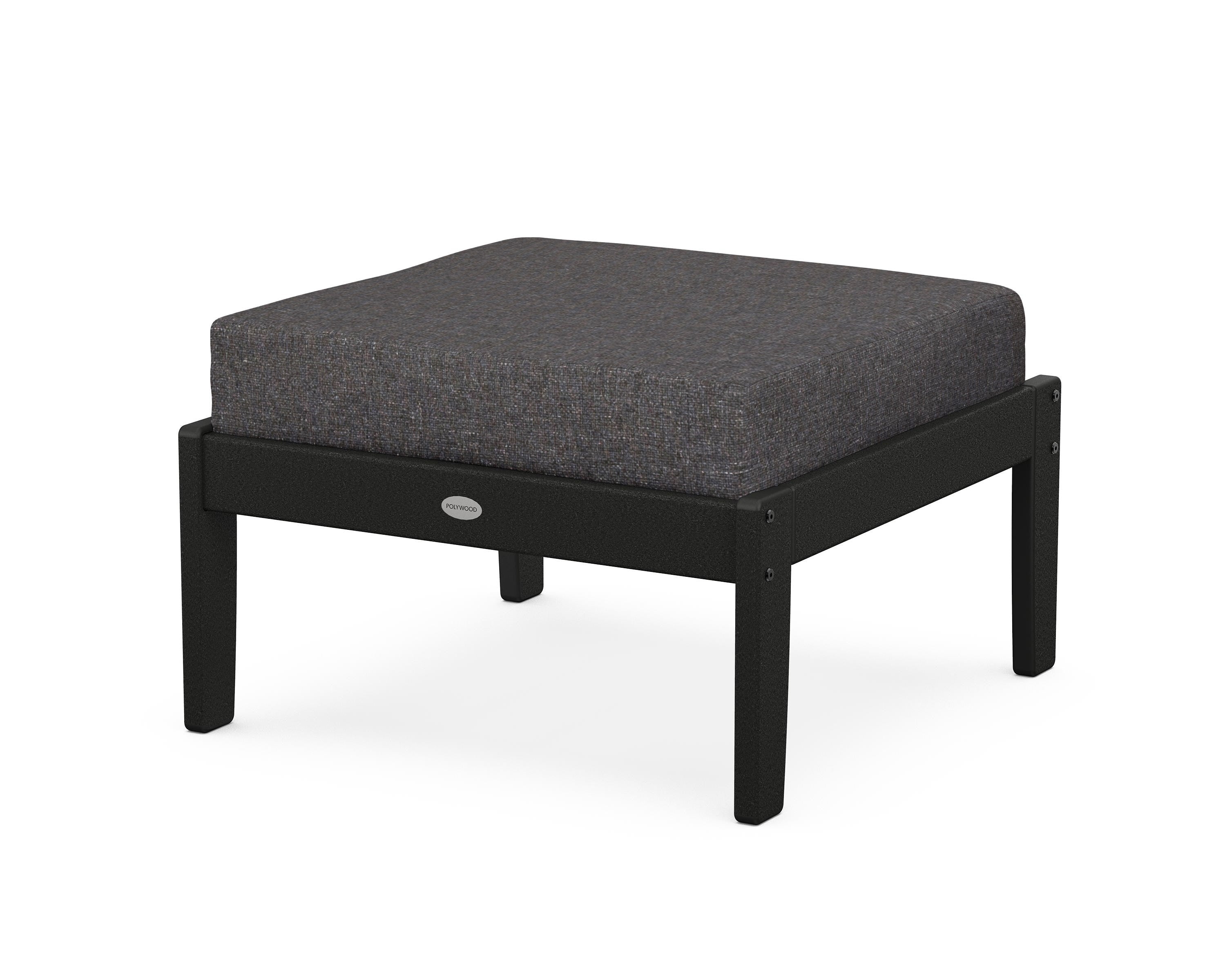 POLYWOOD® Braxton Deep Seating Ottoman in Black / Ash Charcoal