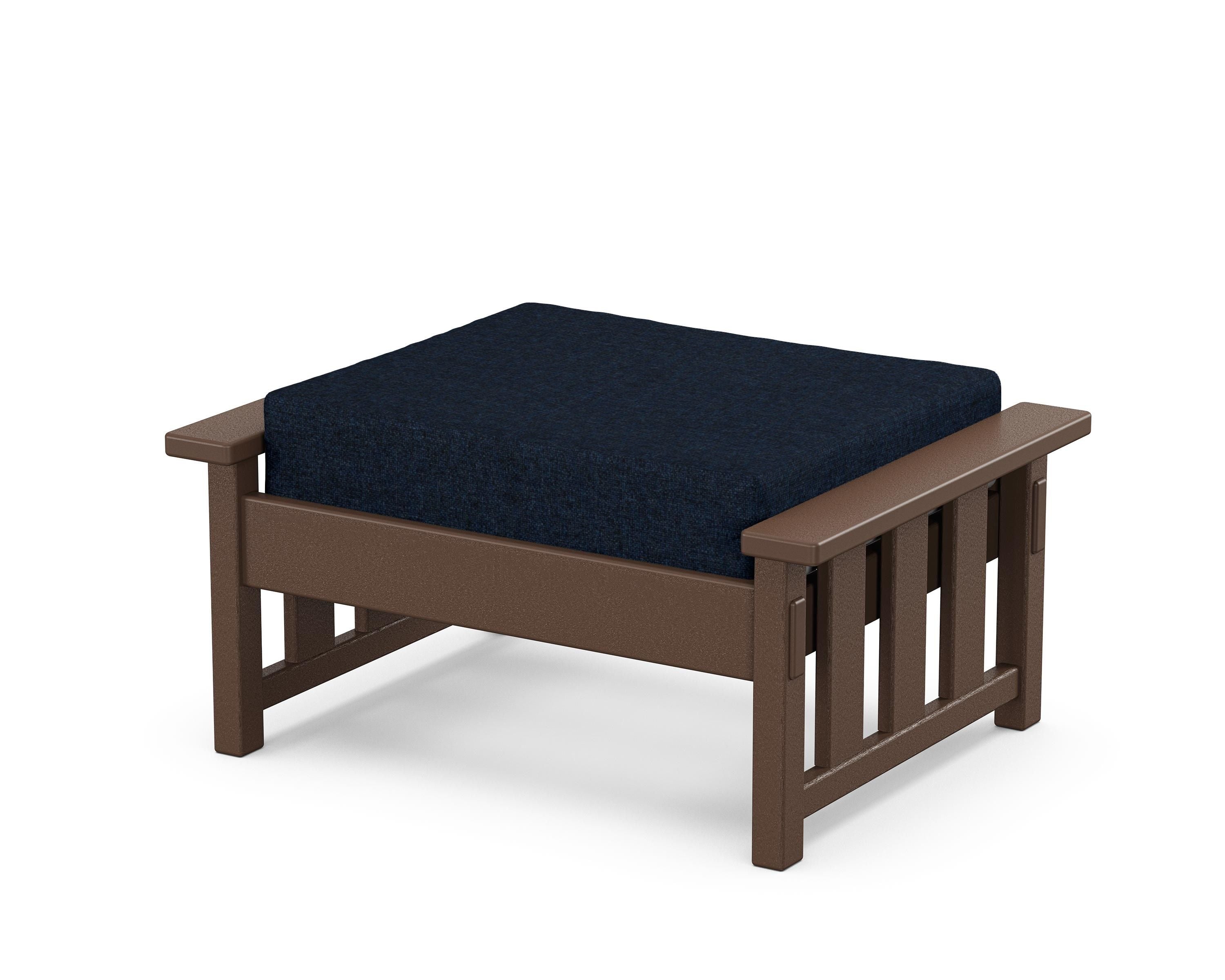 Martha Stewart by POLYWOOD® Acadia Deep Seating Ottoman in Mahogany / Marine Indigo