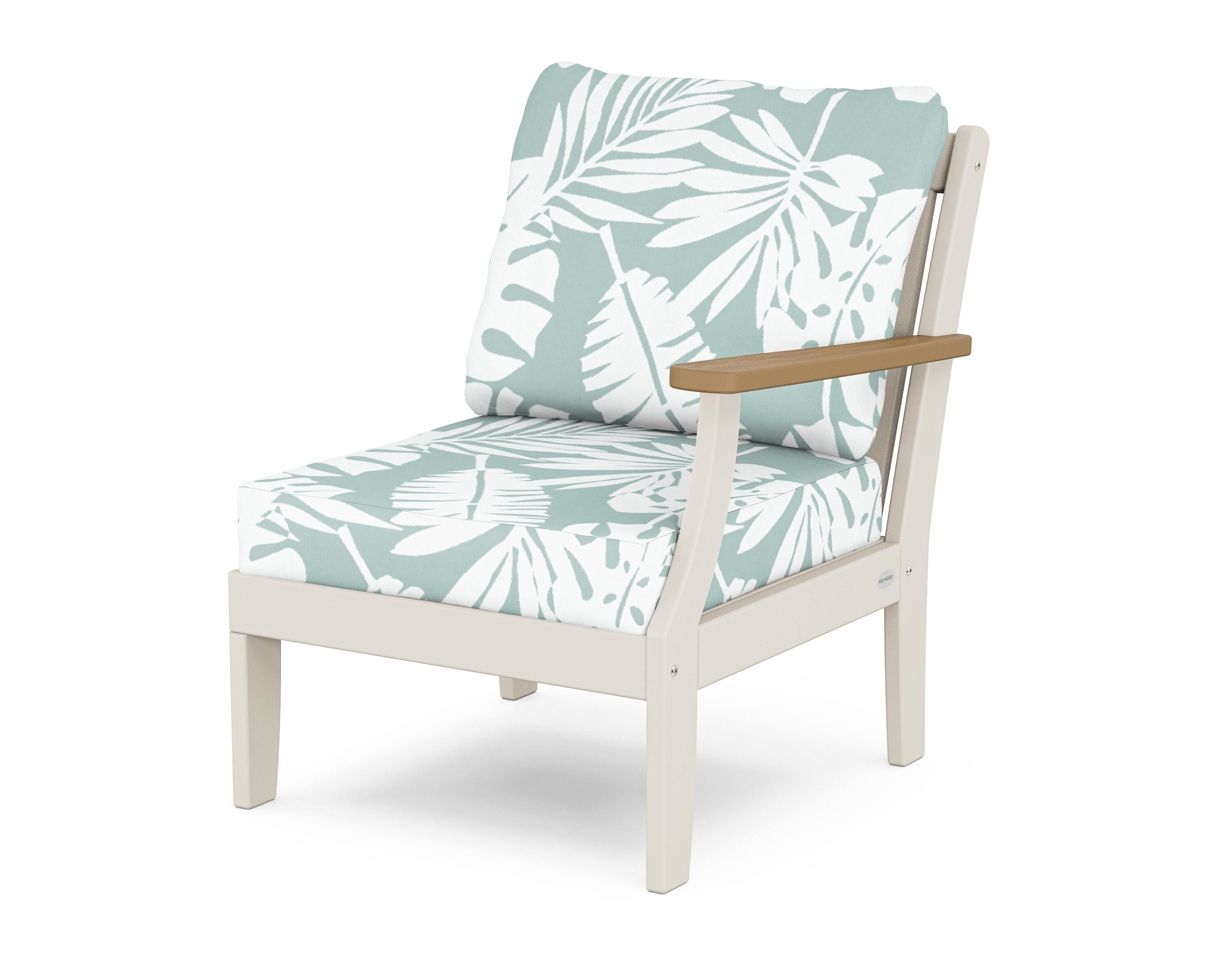 POLYWOOD® Braxton Modular Right Arm Chair in Sand / Natural / Leaf Glacier Spa