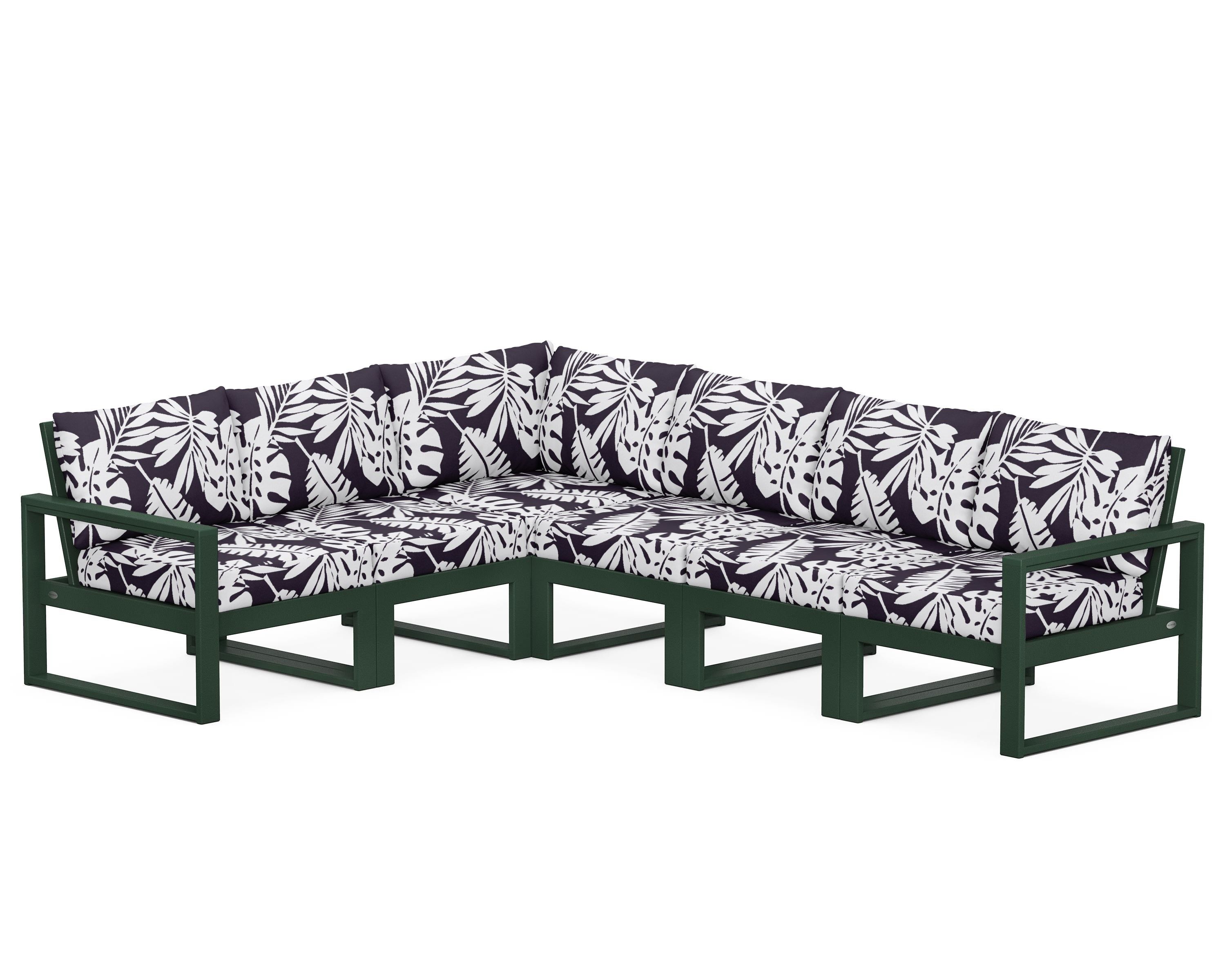 POLYWOOD® EDGE 6-Piece Modular Deep Seating Set in Green / Leaf Navy