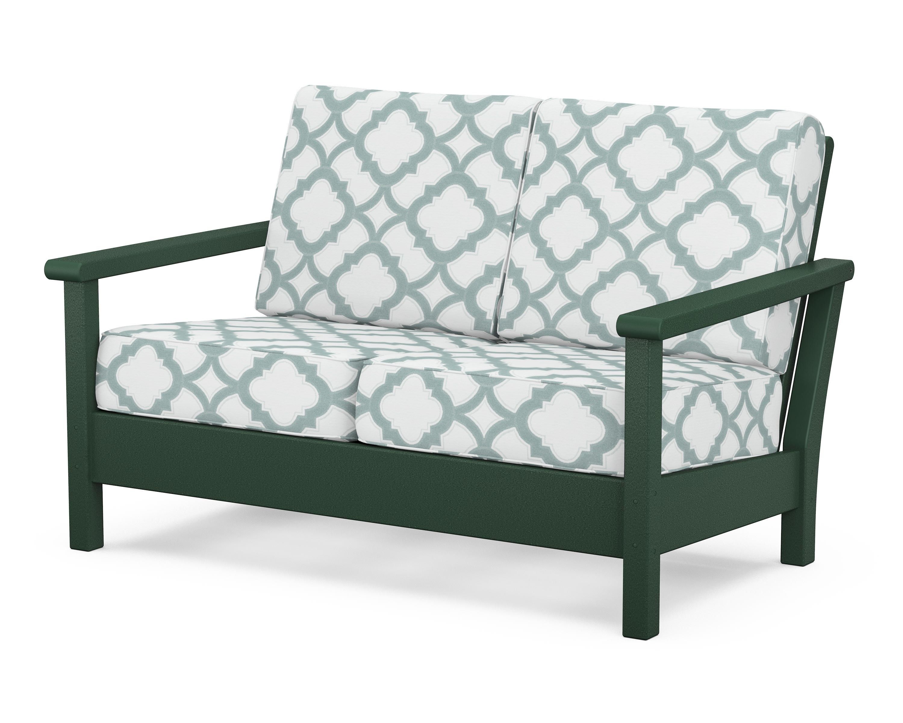 POLYWOOD® Harbour Deep Seating Loveseat in Green / Trellis Glacier Spa