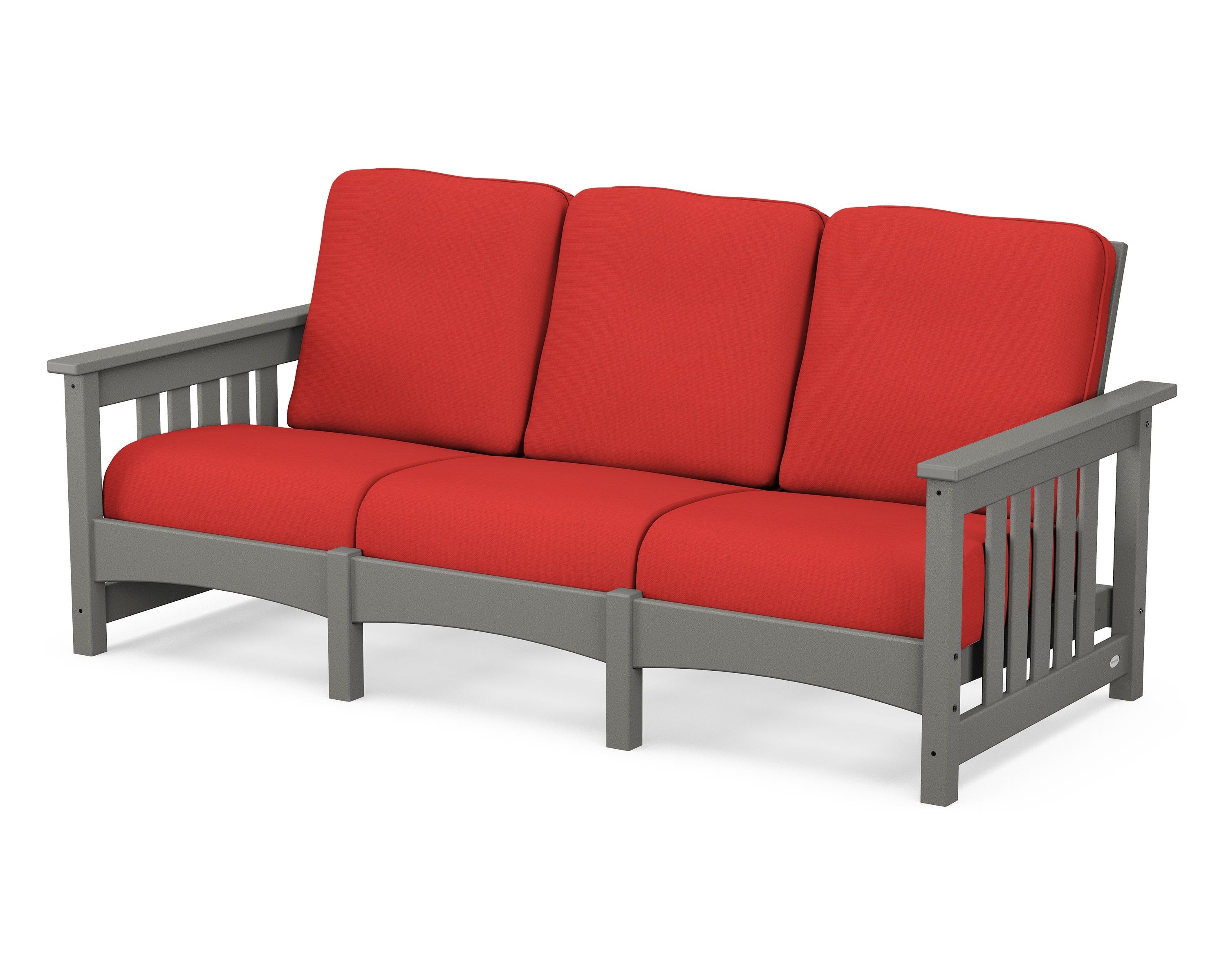 POLYWOOD® Club Mission Sofa in Slate Grey / Crimson Linen