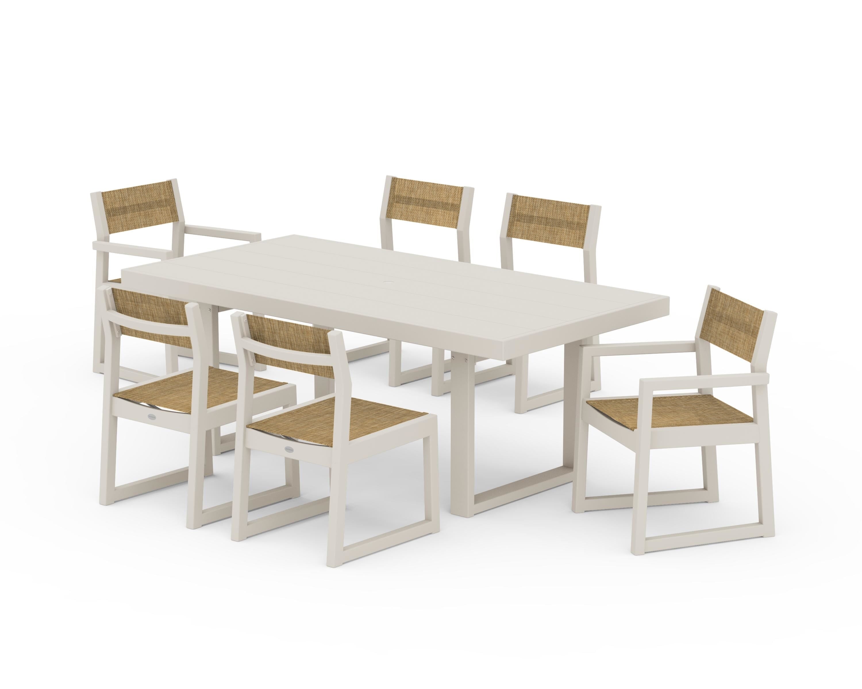 POLYWOOD® EDGE Sling 7-Piece Dining Set in Sand / Burlap Sling
