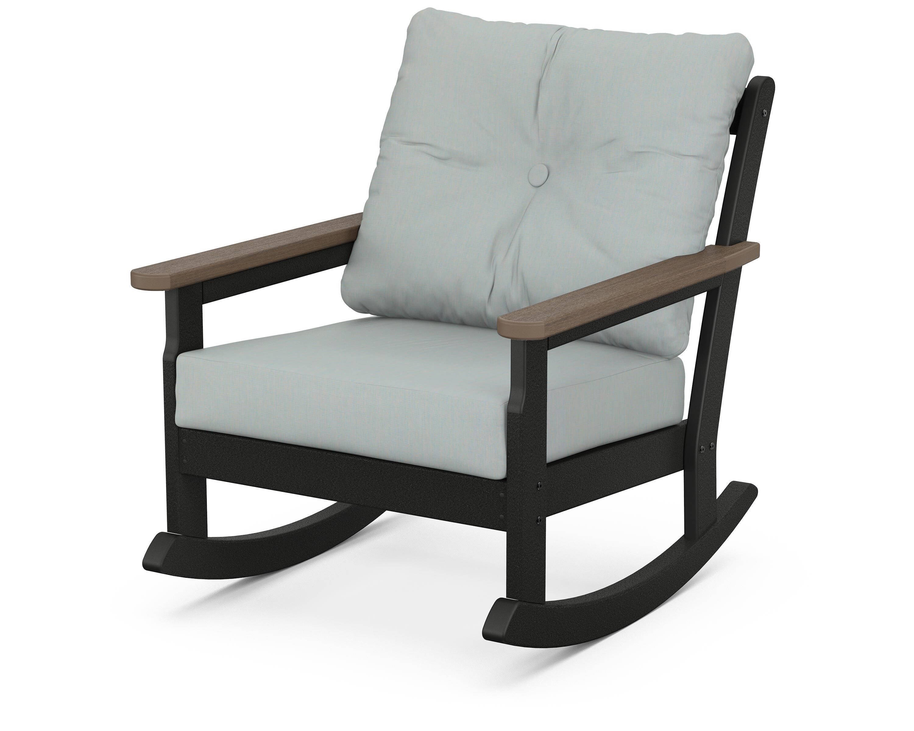 POLYWOOD® Vineyard Deep Seating Rocking Chair in Black / Kona / Spa