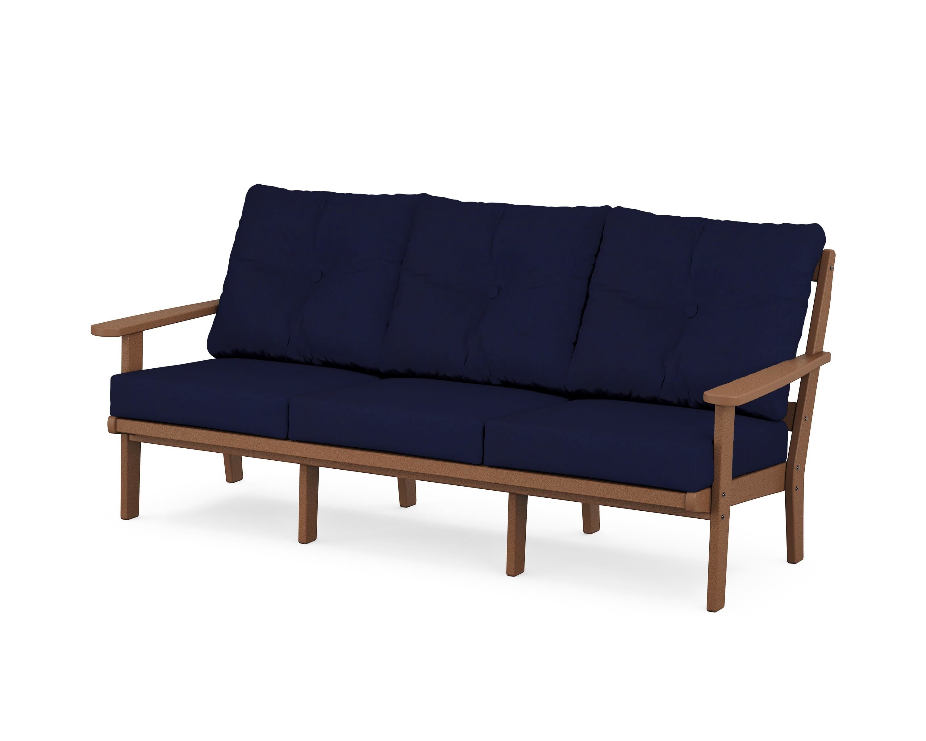 POLYWOOD® Mission Deep Seating Sofa in Teak / Navy