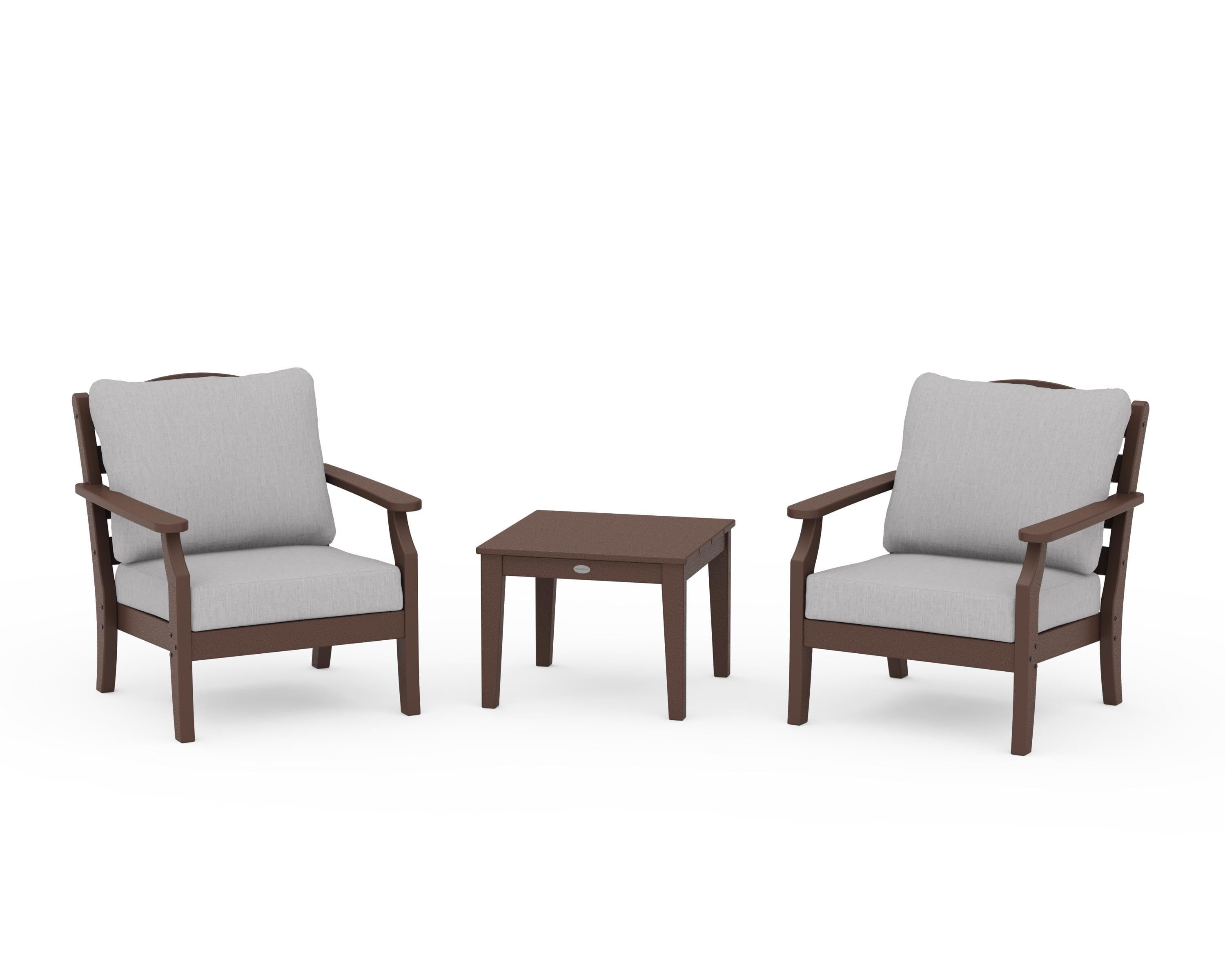 Draper James™ by POLYWOOD® Savannah 3-Piece Deep Seating Set in Mahogany / Granite