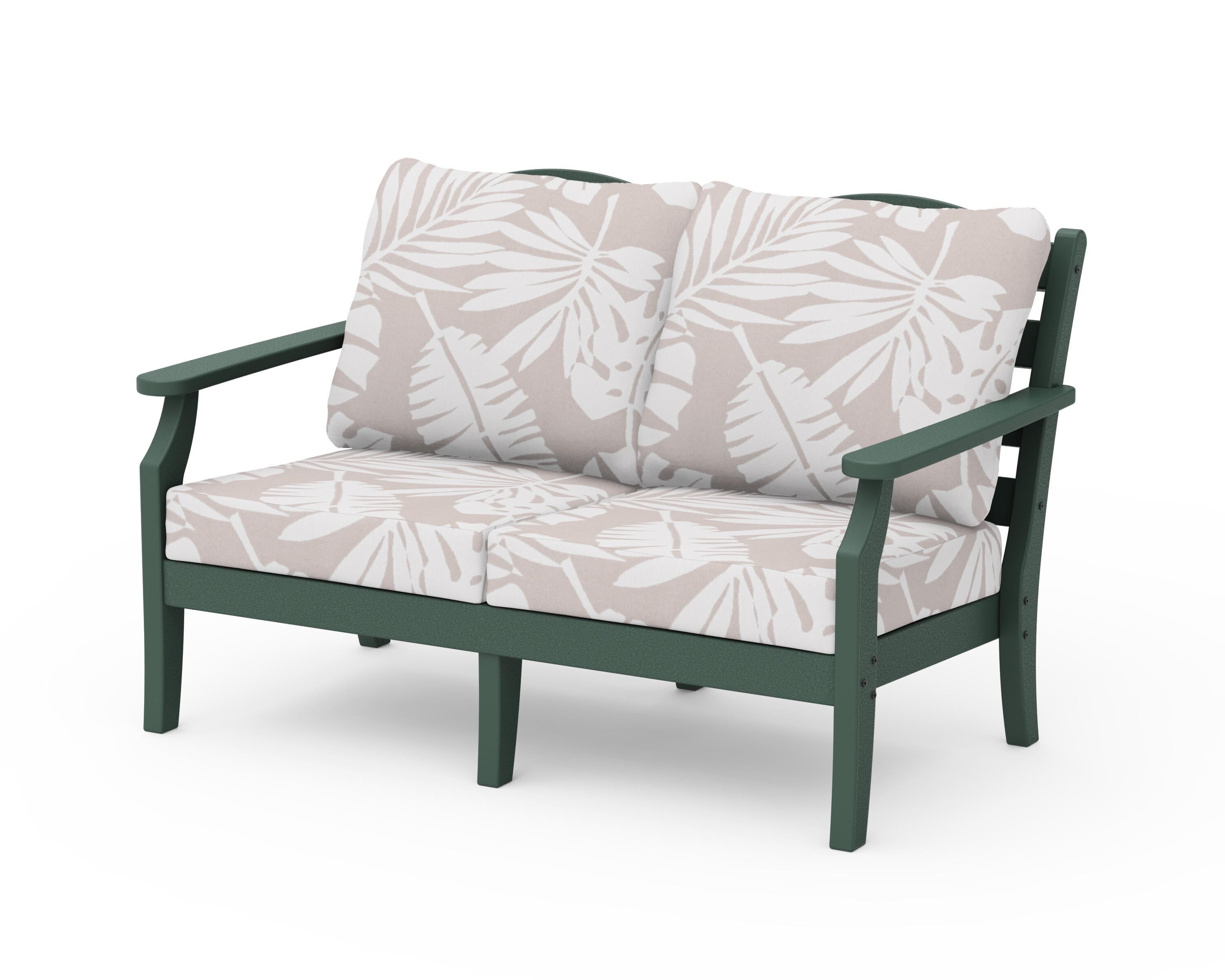 Draper James™ by POLYWOOD® Savannah Deep Seating Loveseat in Green / Leaf Dune Burlap