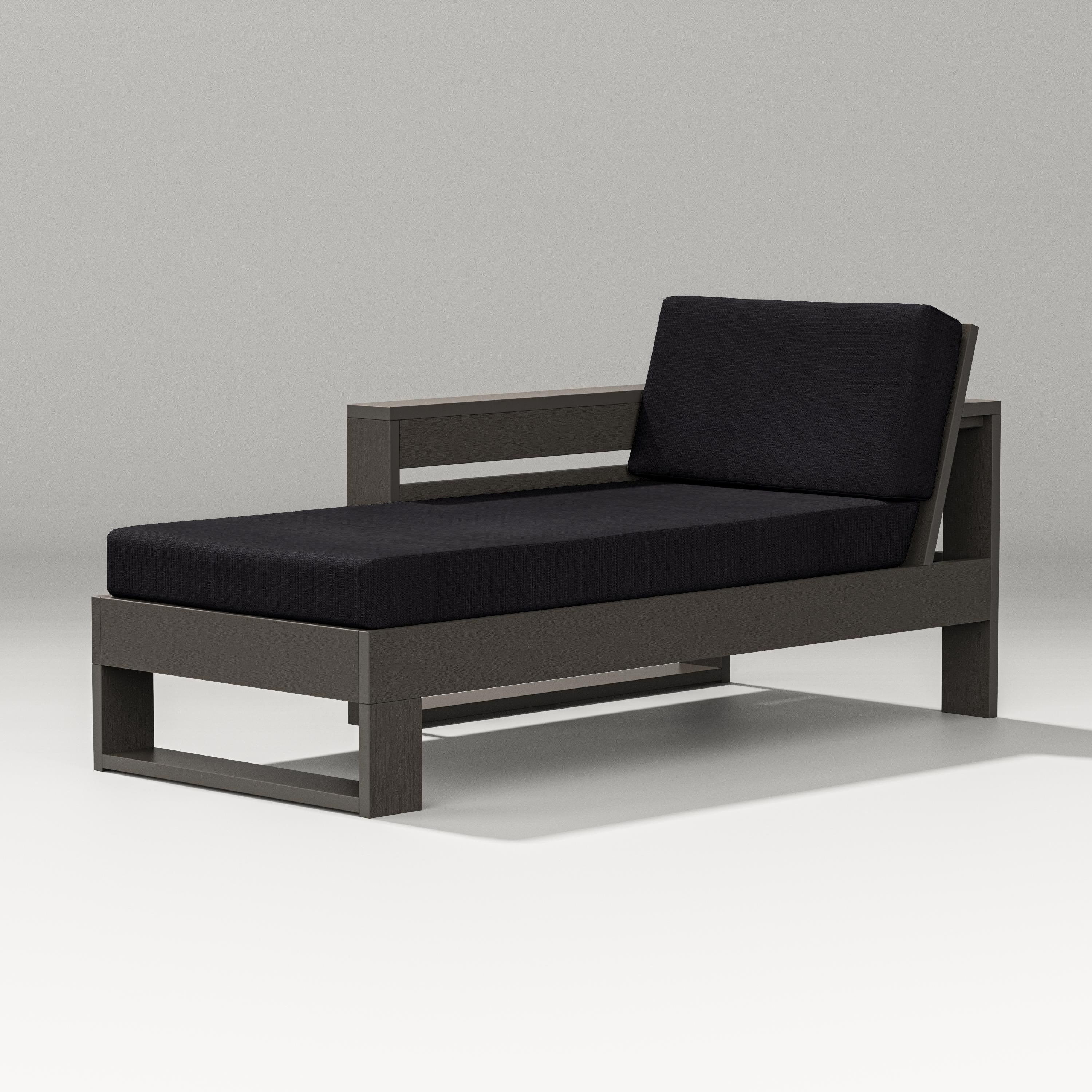 PW Designer Series Latitude Modular Left Arm Chaise in Vintage Coffee / Midnight Linen
