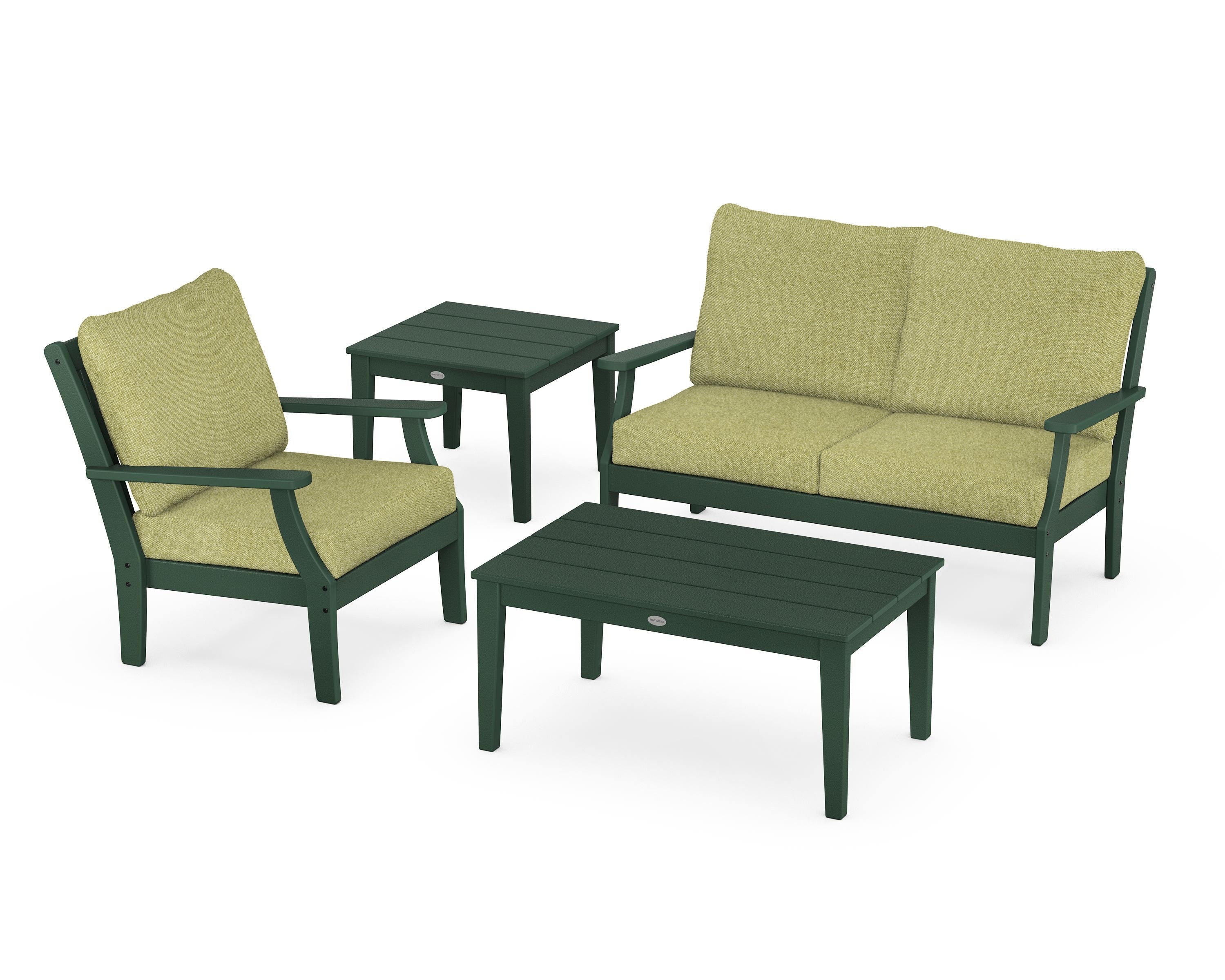 POLYWOOD® Braxton 4-Piece Deep Seating Set in Green / Chartreuse Boucle
