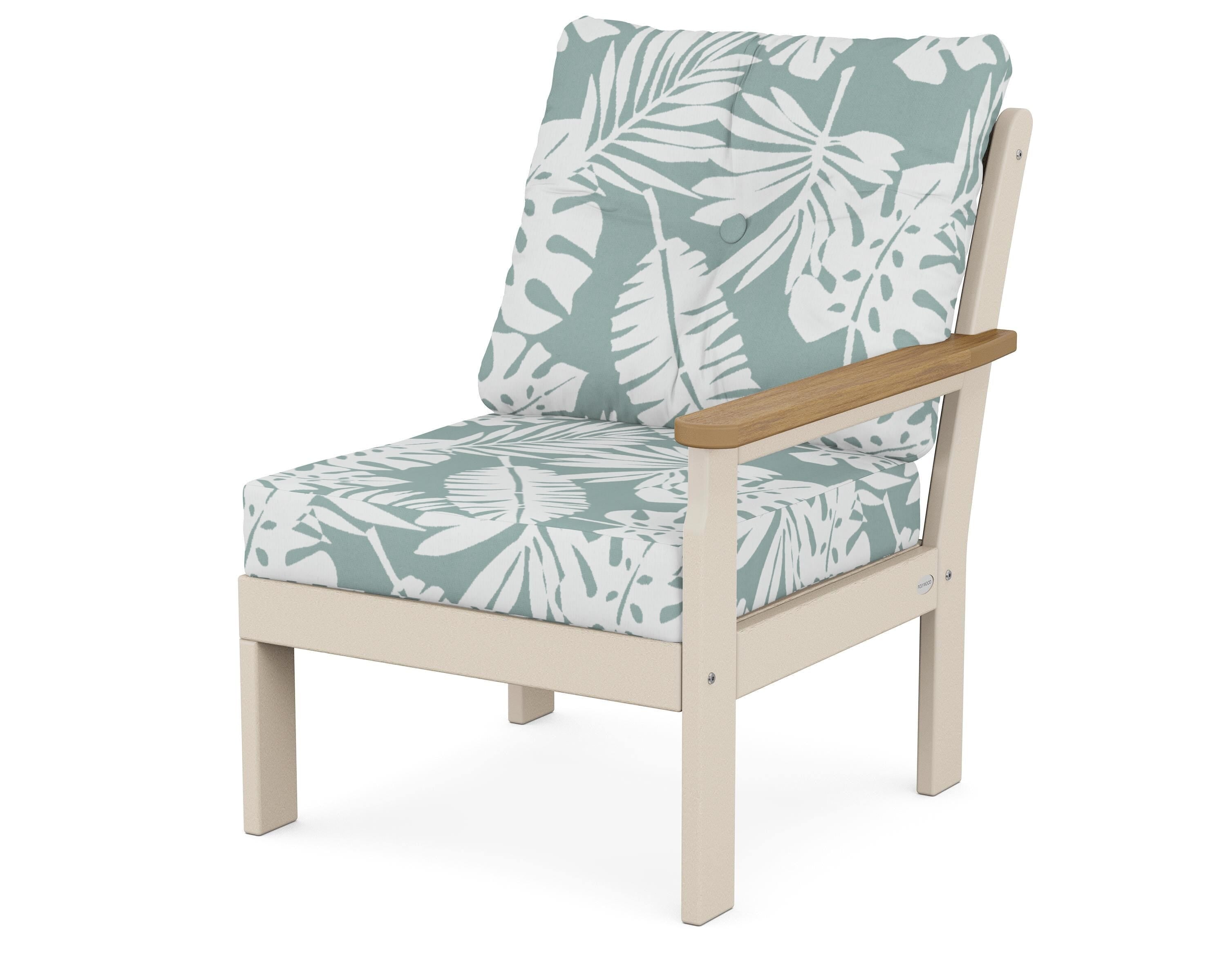 POLYWOOD® Vineyard Modular Right Arm Chair in Sand / Natural / Leaf Glacier Spa