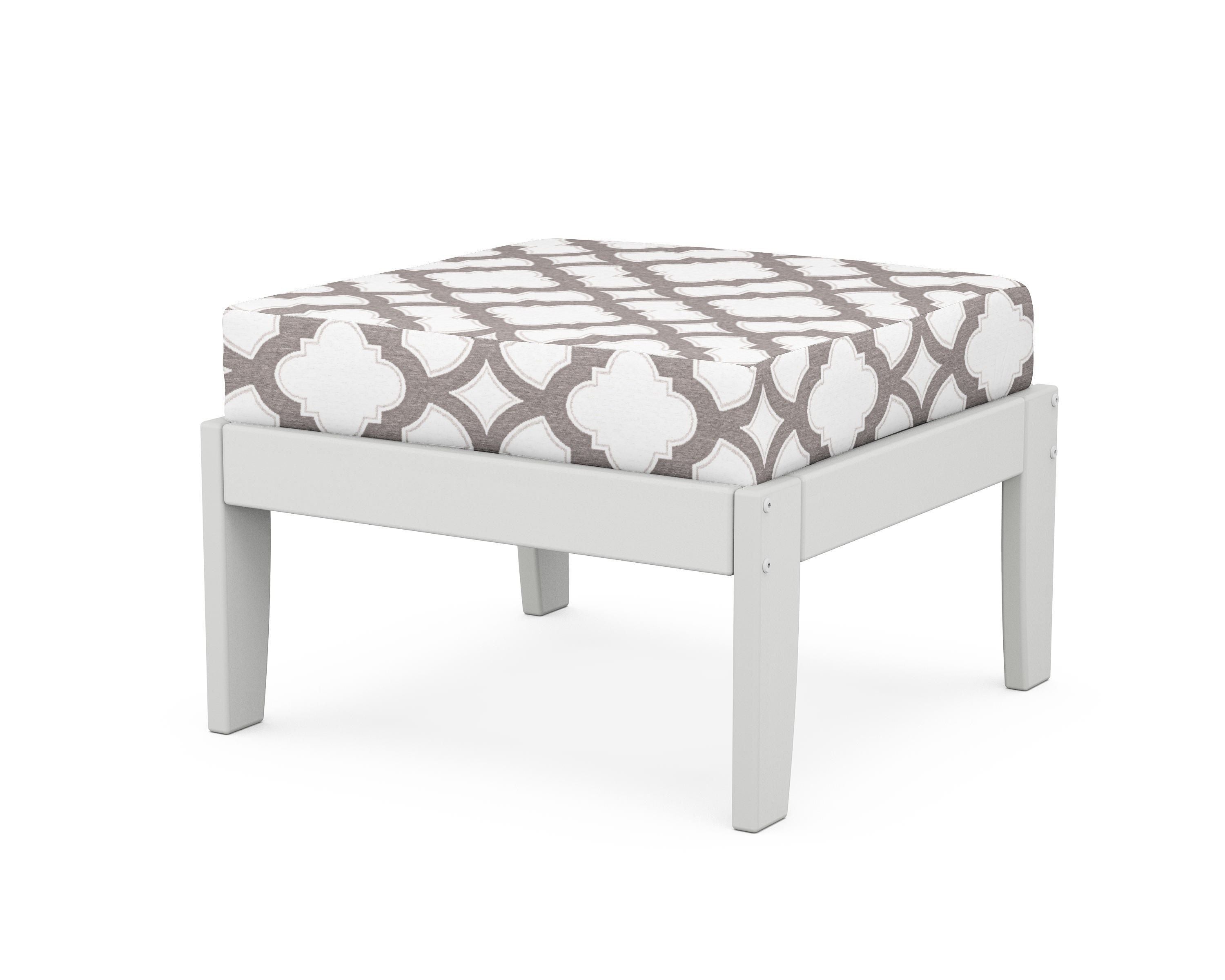 Unbranded Modular Ottoman - Classic in White / Trellis Grey Mist