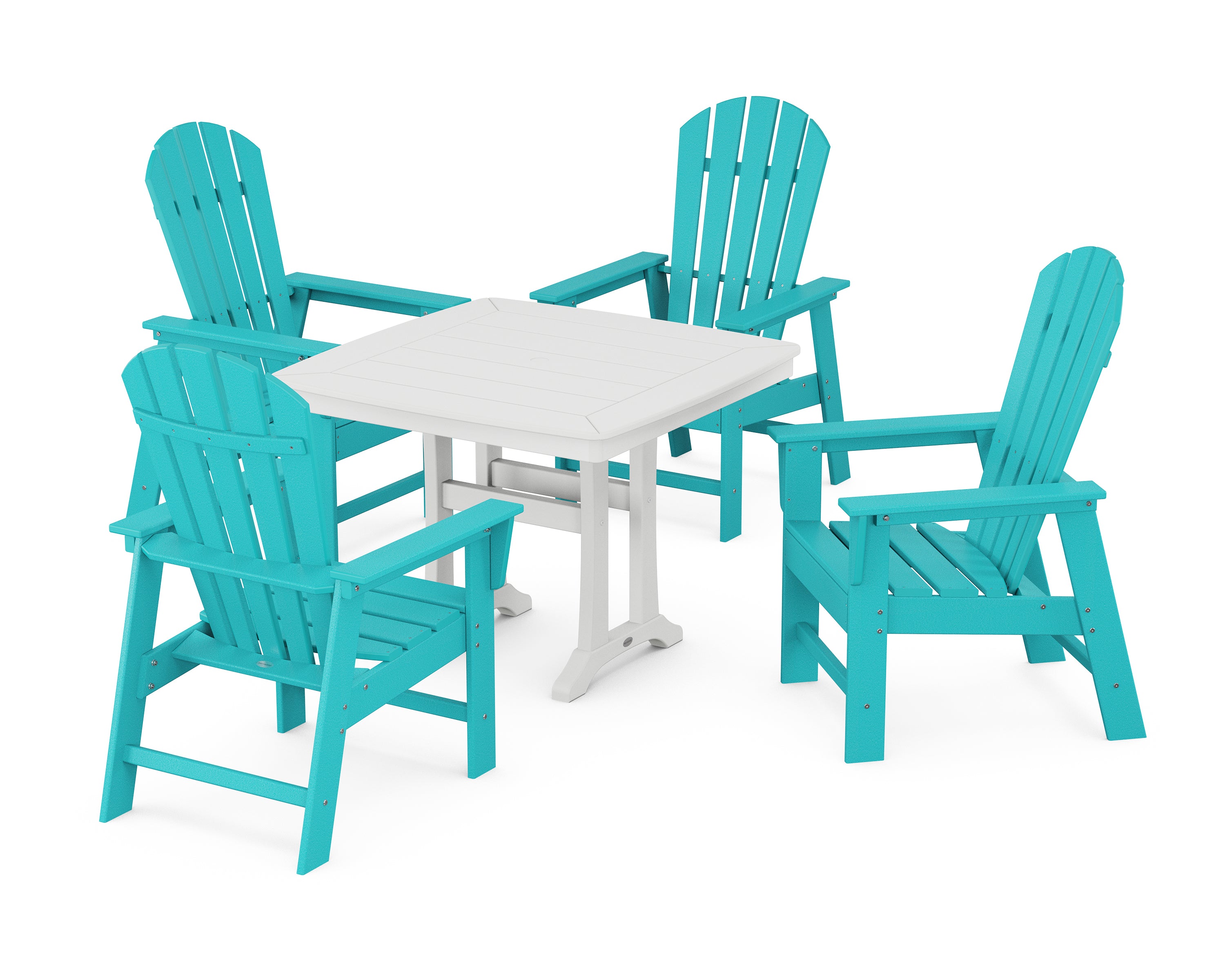 POLYWOOD® South Beach 5-Piece Dining Set with Trestle Legs in Aruba / White