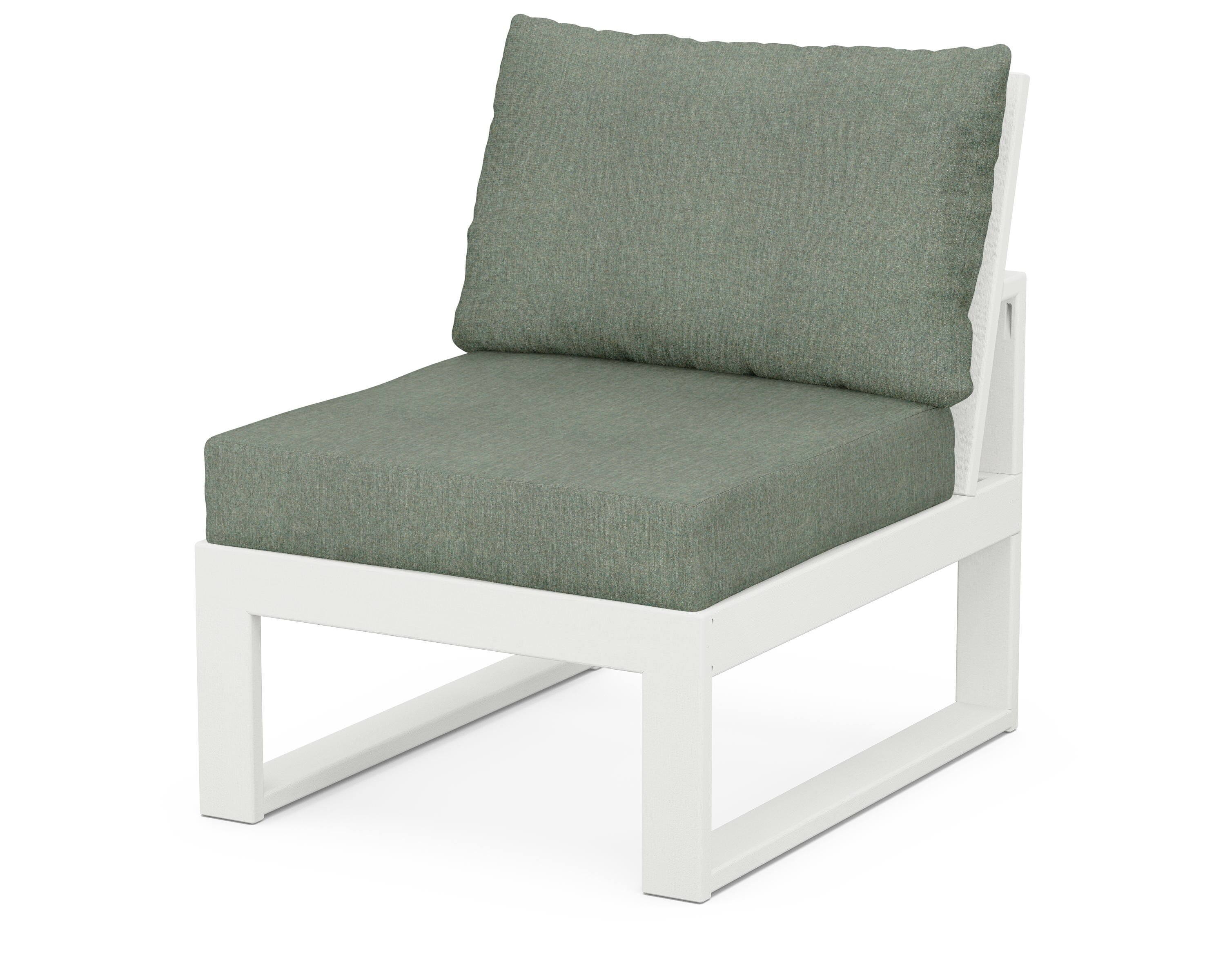 Unbranded Modular Armless Chair in Vintage White / Cast Sage