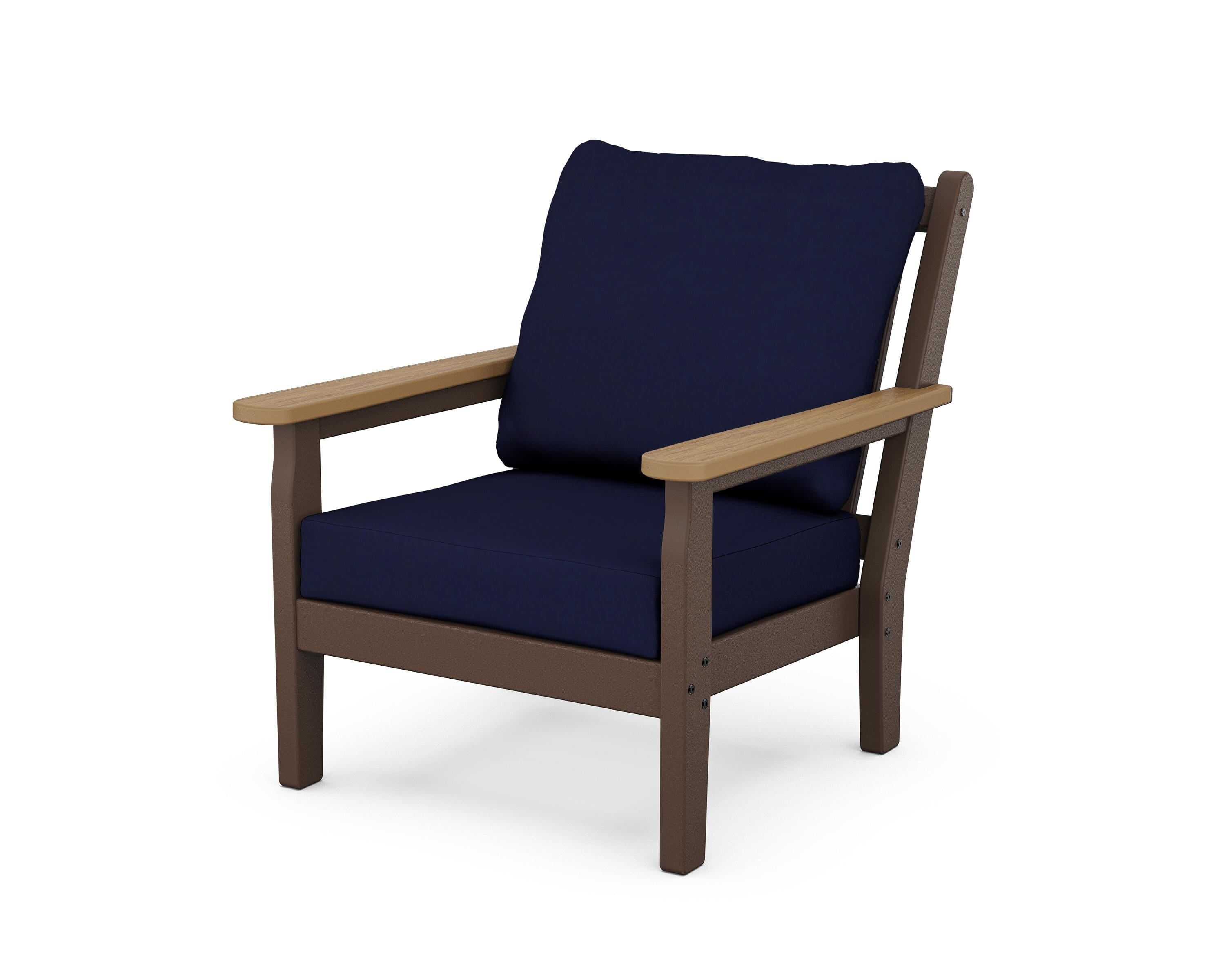 POLYWOOD® Chippendale Deep Seating Chair in Mahogany / Natural / Navy