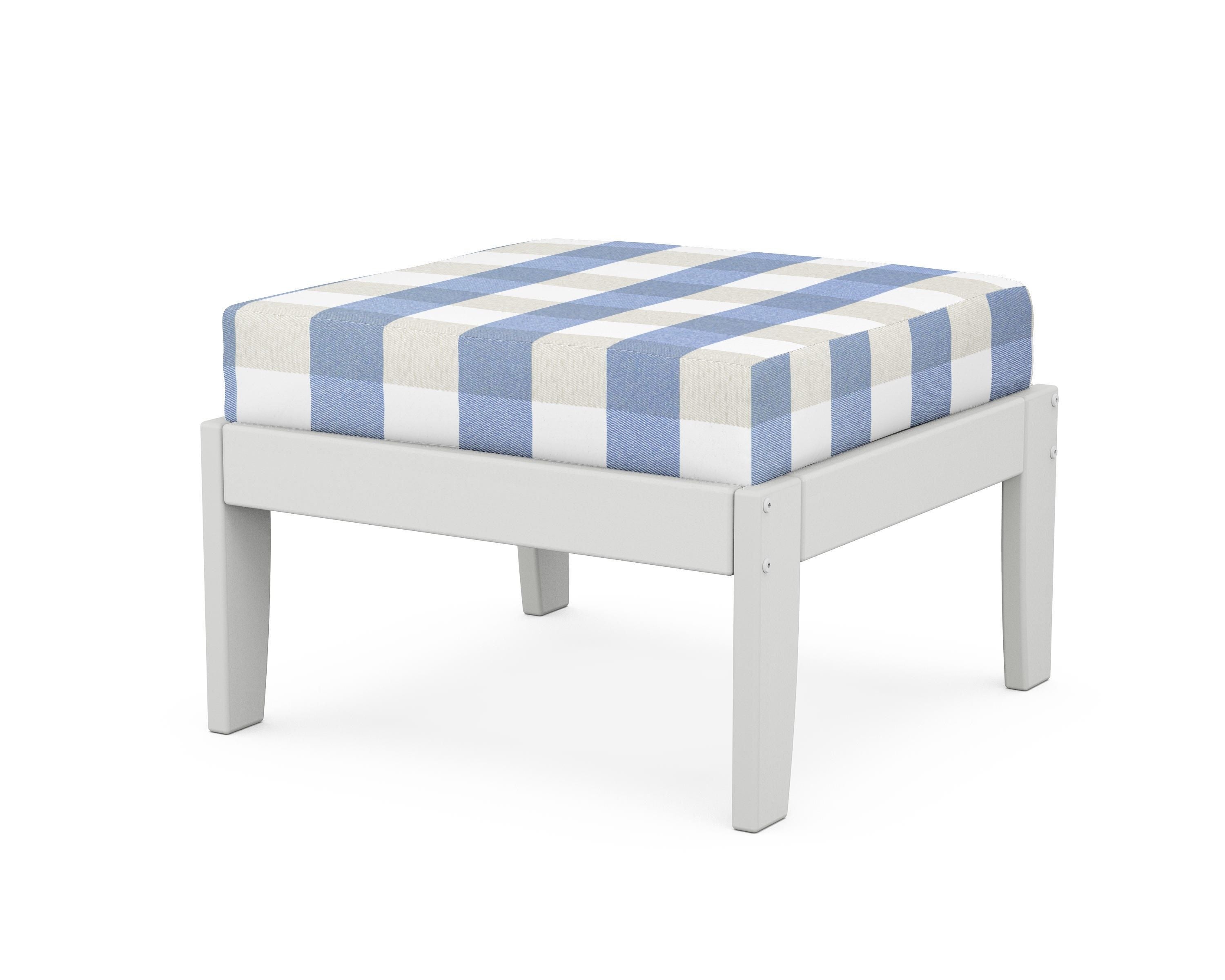 Unbranded Modular Ottoman - Classic in White / Buffalo Plaid Sky Blue
