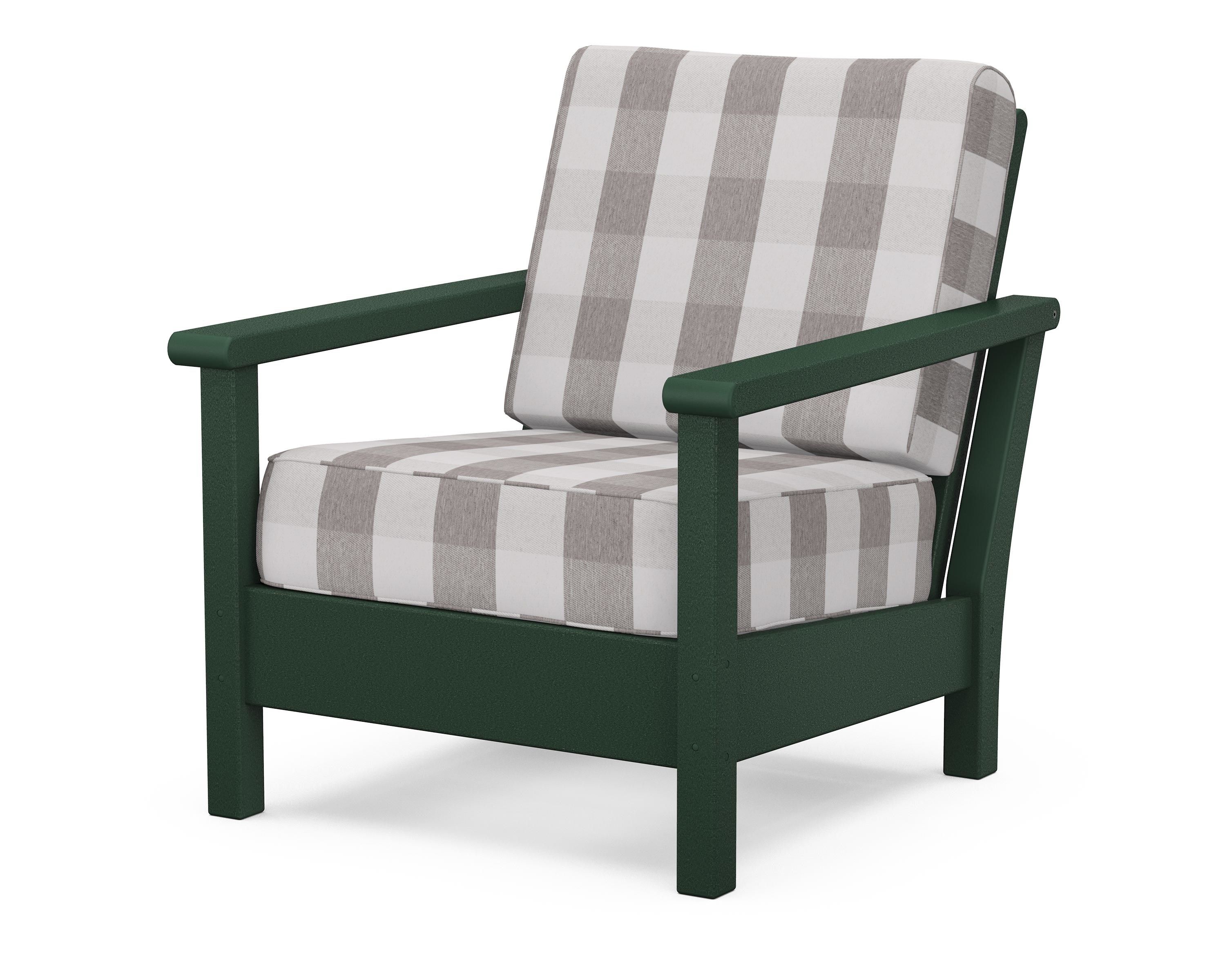 POLYWOOD® Harbour Deep Seating Chair in Green / Buffalo Plaid Grey Mist