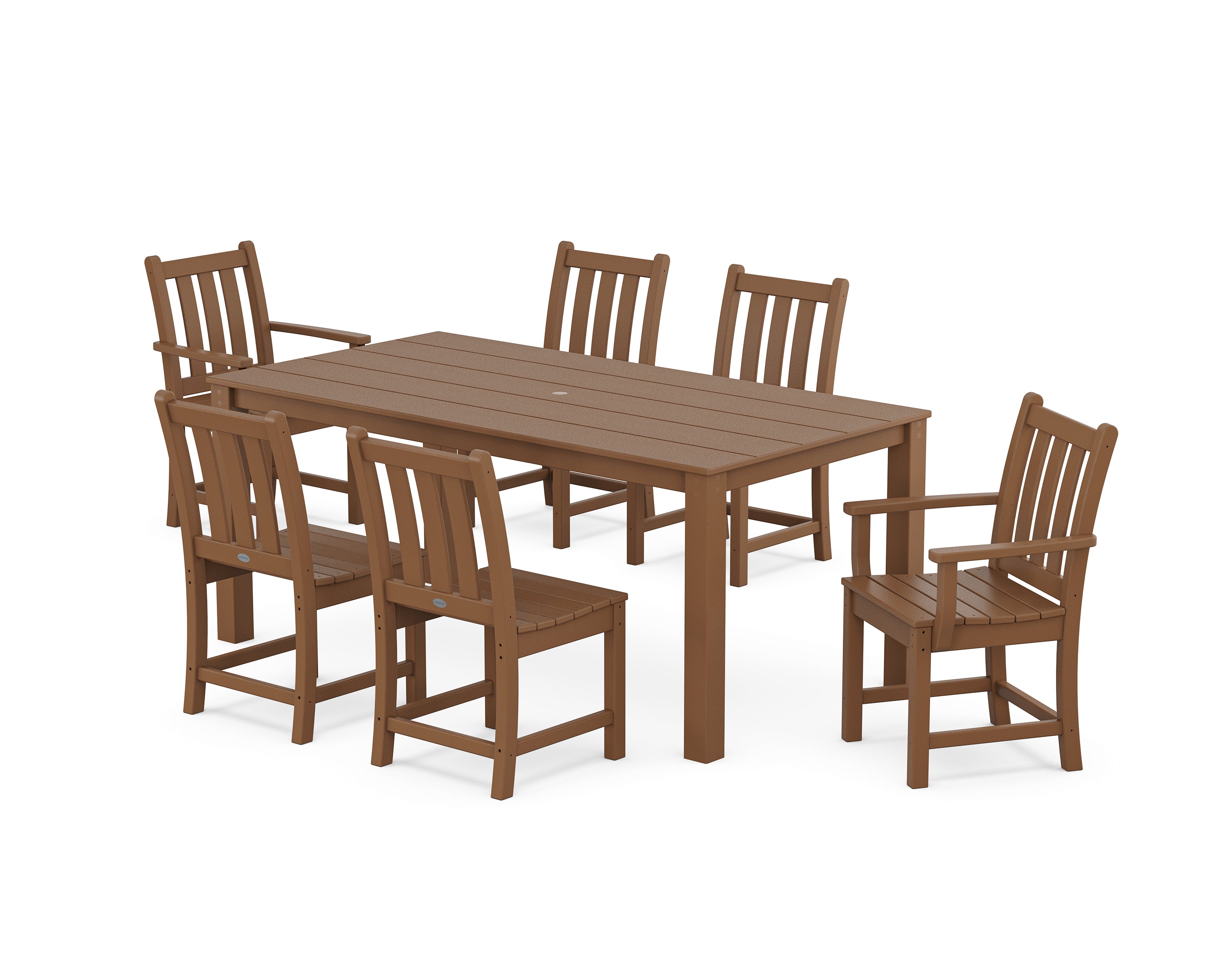POLYWOOD® Traditional Garden 7-Piece Parsons Dining Set in Teak