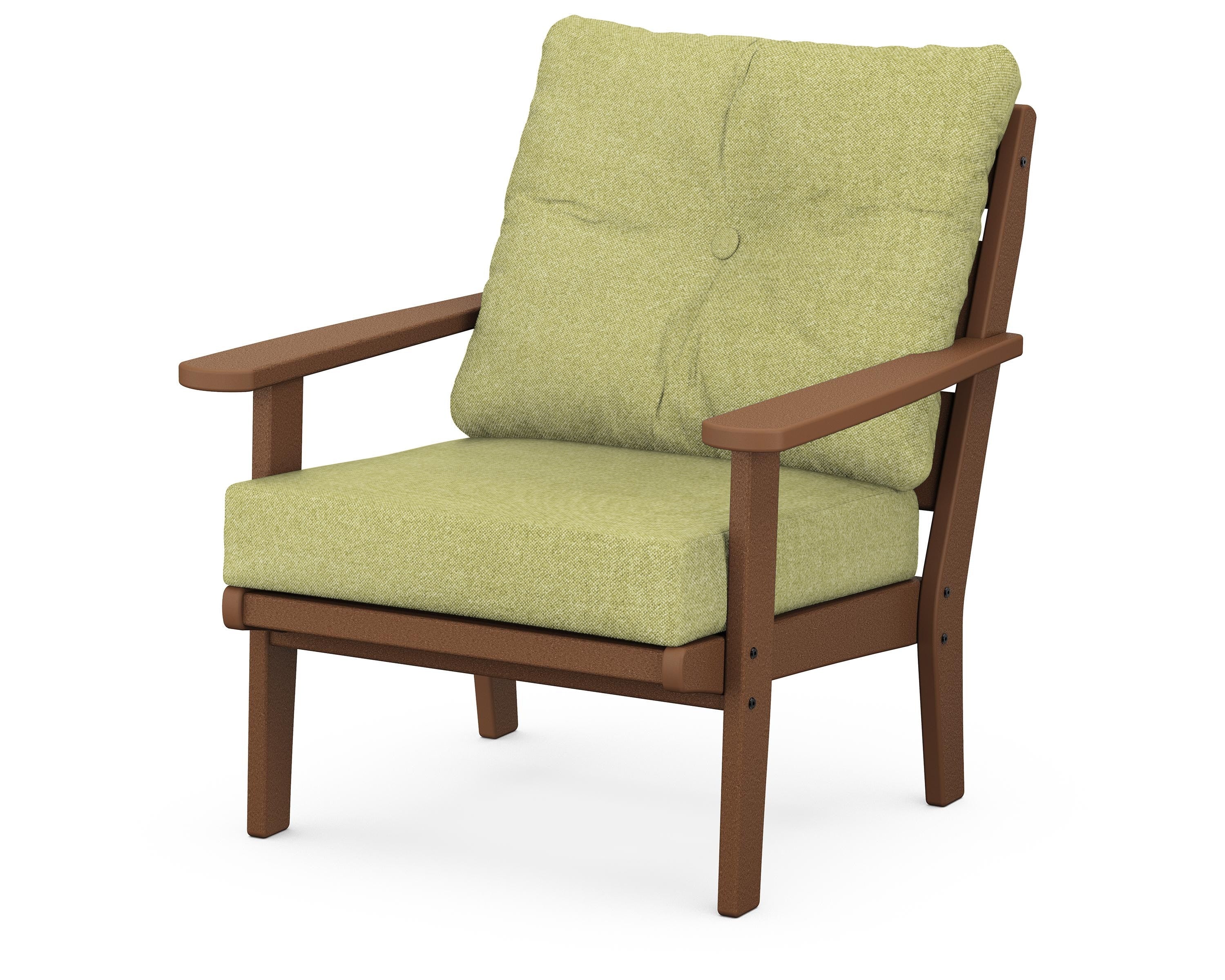 POLYWOOD® Lakeside Deep Seating Chair in Teak / Chartreuse Boucle
