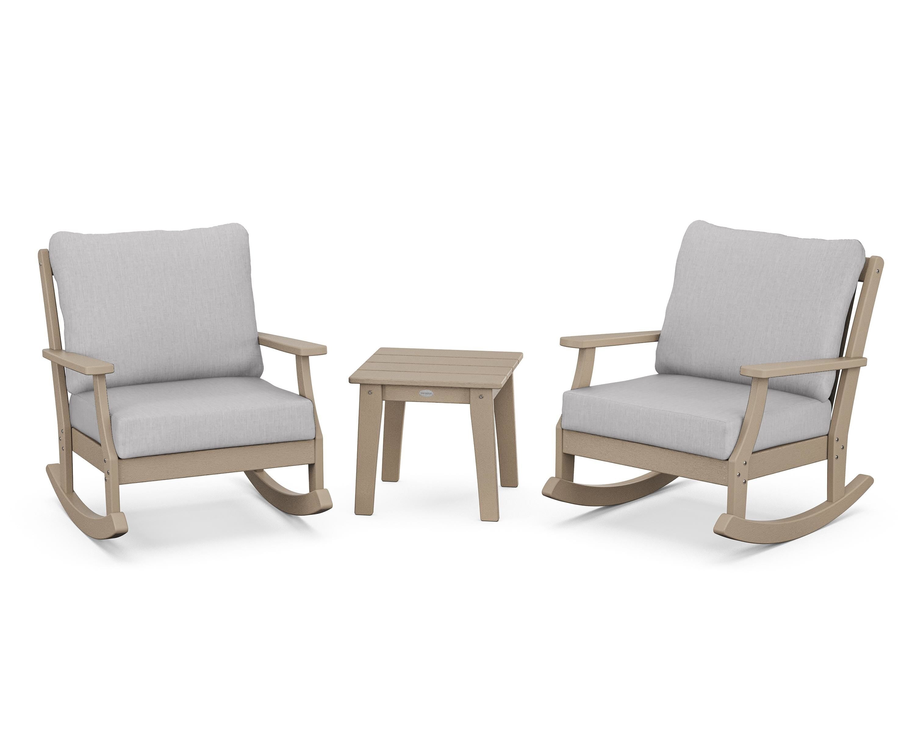 POLYWOOD® Braxton 3-Piece Deep Seating Rocker Set in Vintage Sahara / Granite