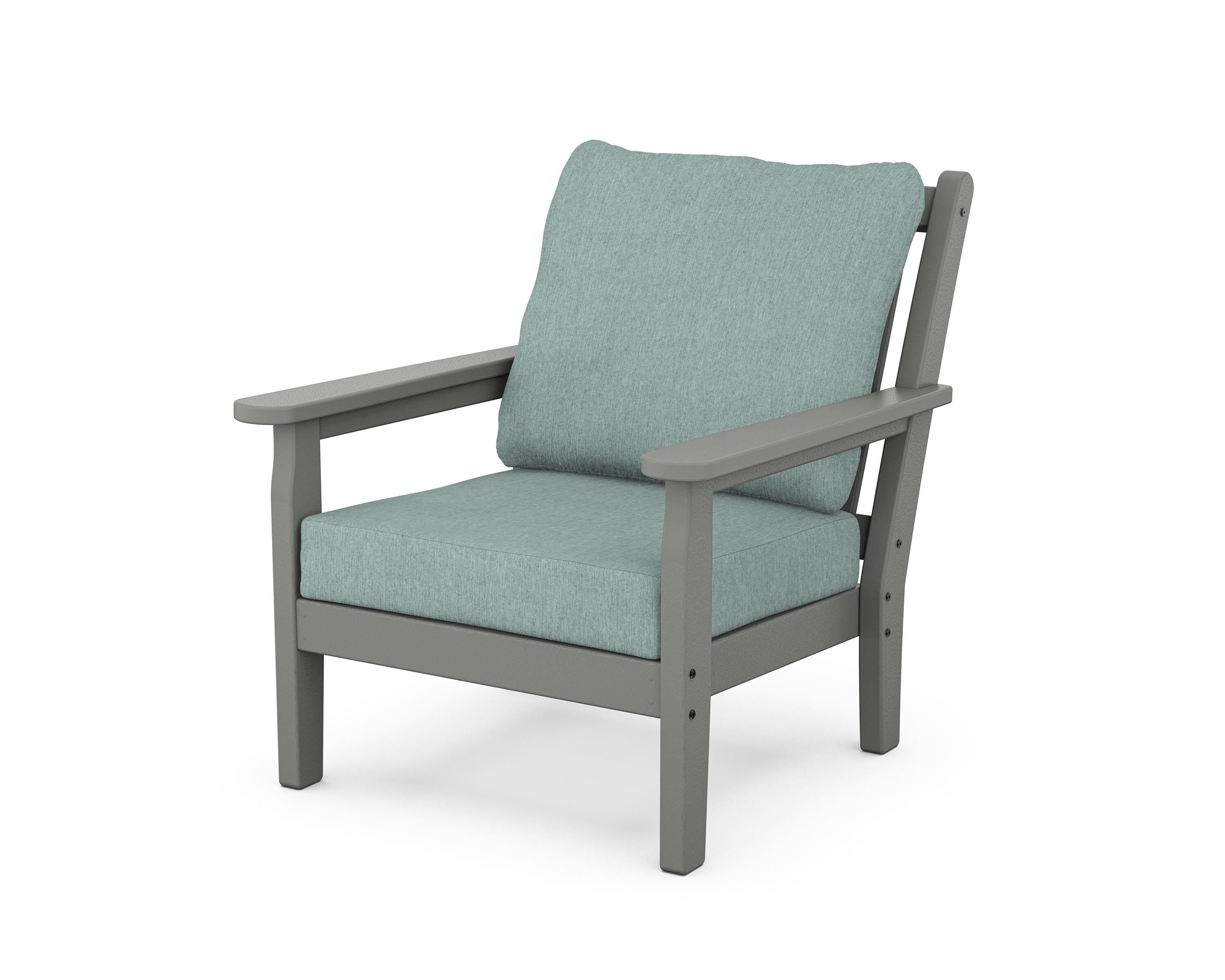 POLYWOOD® Chippendale Deep Seating Chair in Slate Grey / Glacier Spa