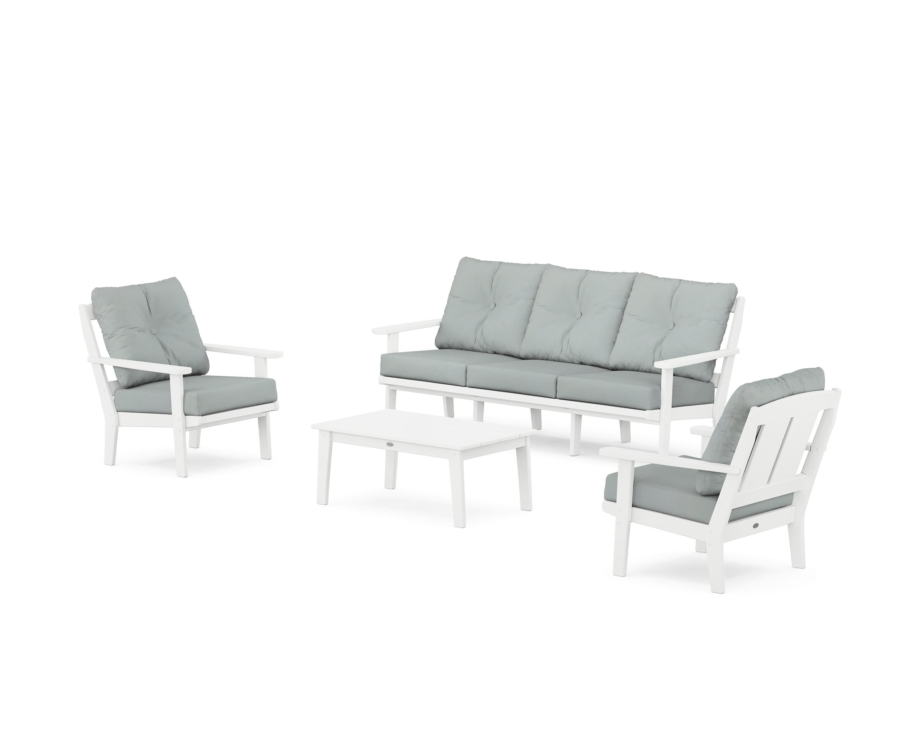 POLYWOOD® Mission 4-Piece Deep Seating Set with Sofa in White / Spa