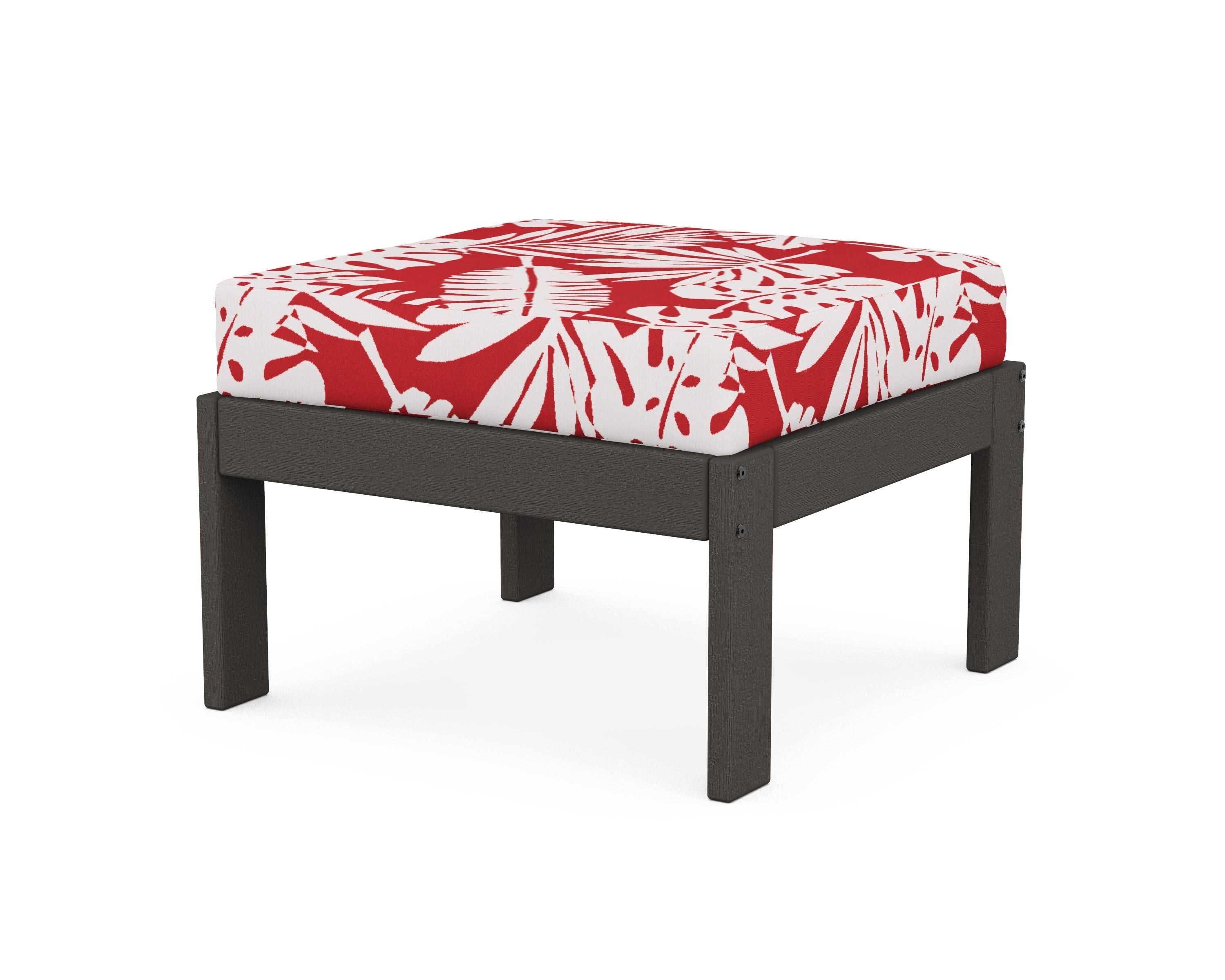 POLYWOOD® Vineyard Modular Ottoman in Vintage Coffee / Leaf Crimson