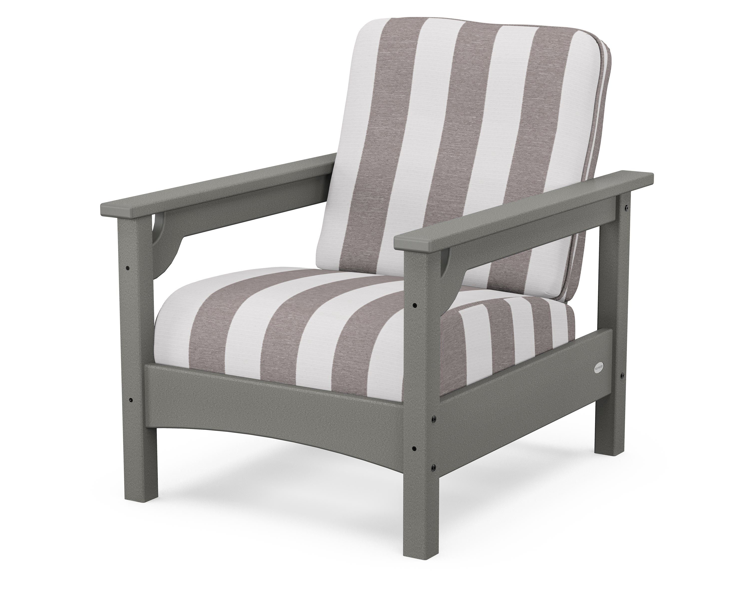 POLYWOOD® Club Chair in Slate Grey / Cabana Stripe Grey Mist