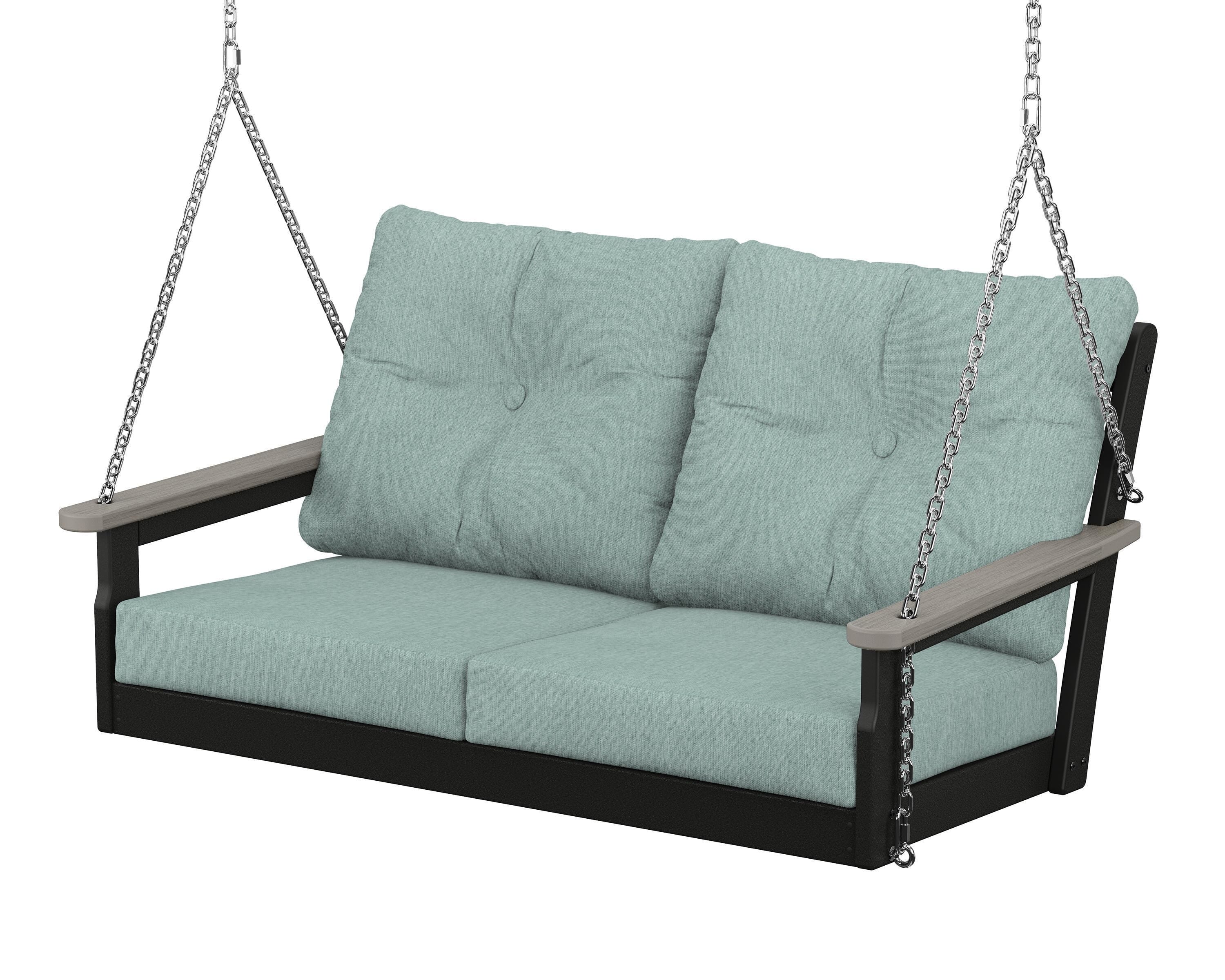 POLYWOOD® Vineyard Deep Seating Swing in Black / Driftwood / Glacier Spa