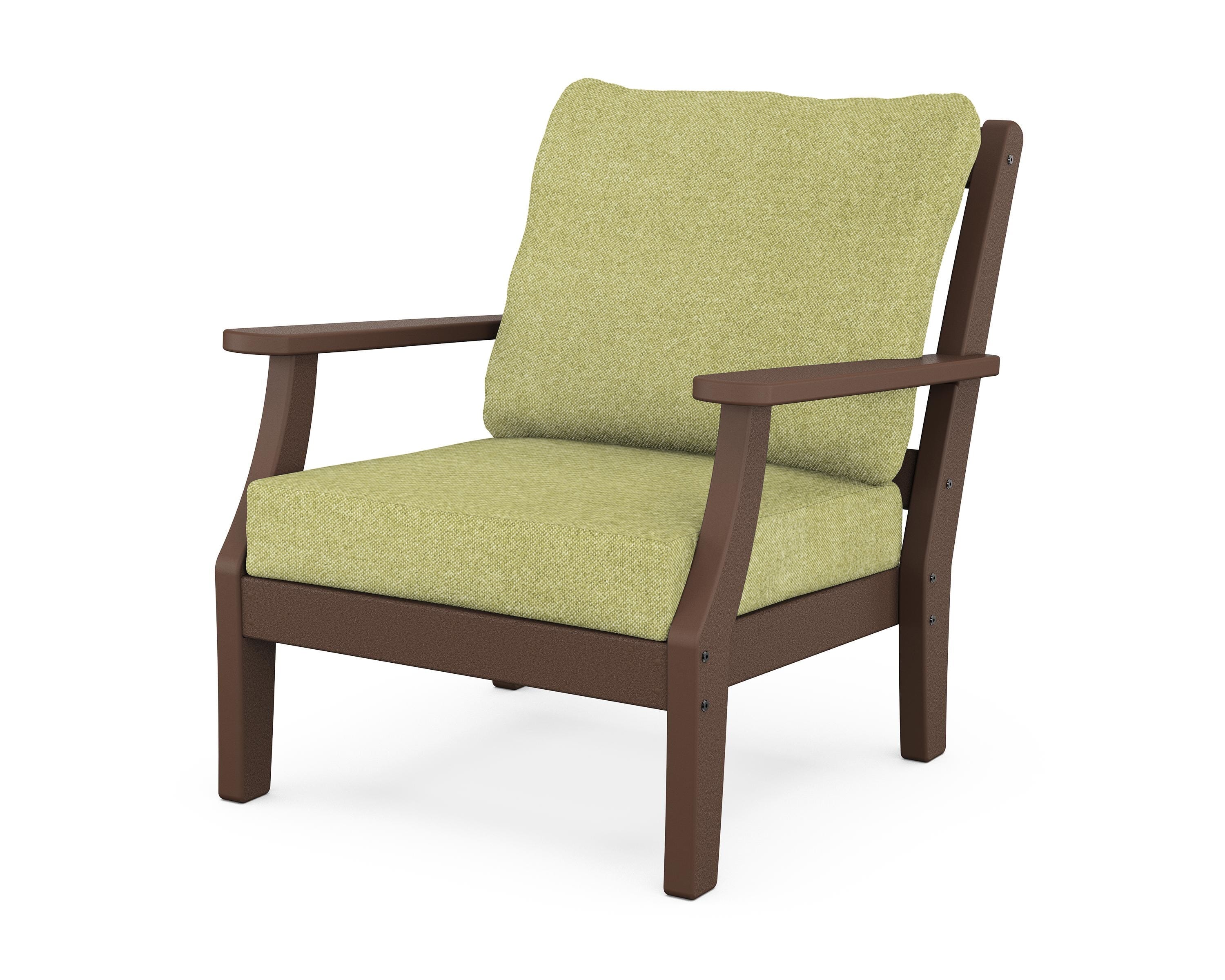 Martha Stewart by POLYWOOD® Chinoiserie Deep Seating Chair in Mahogany / Chartreuse Boucle