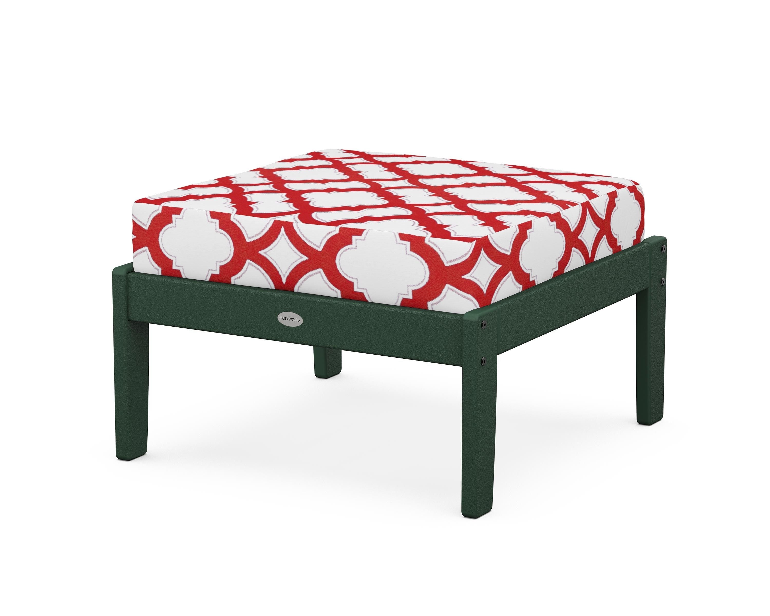 POLYWOOD® Braxton Deep Seating Ottoman in Green / Trellis Crimson
