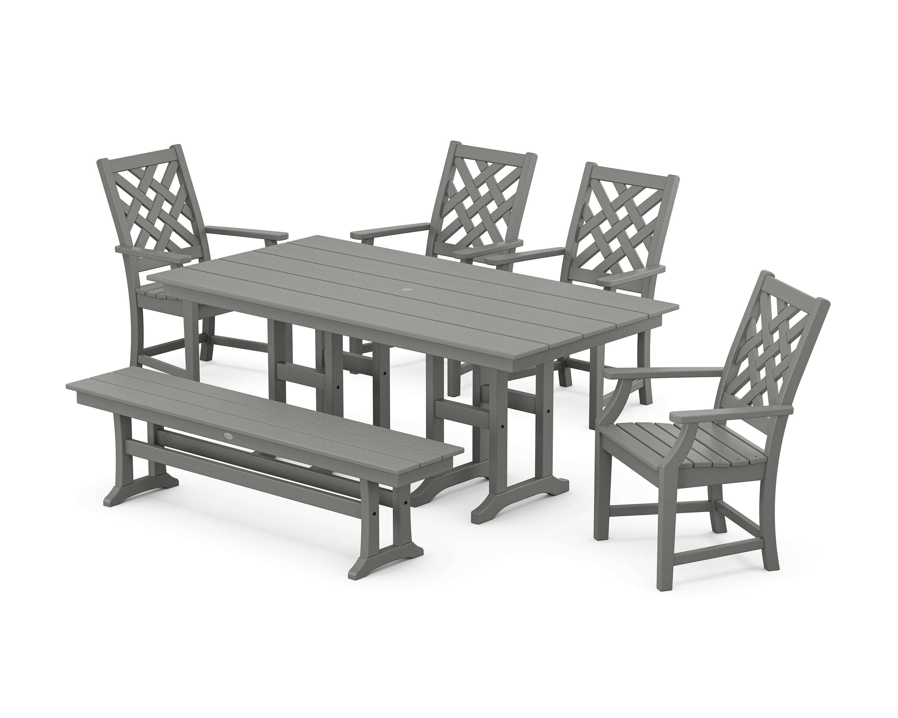 Country Living Wovendale 6-Piece Farmhouse Dining Set with Bench in Slate Grey