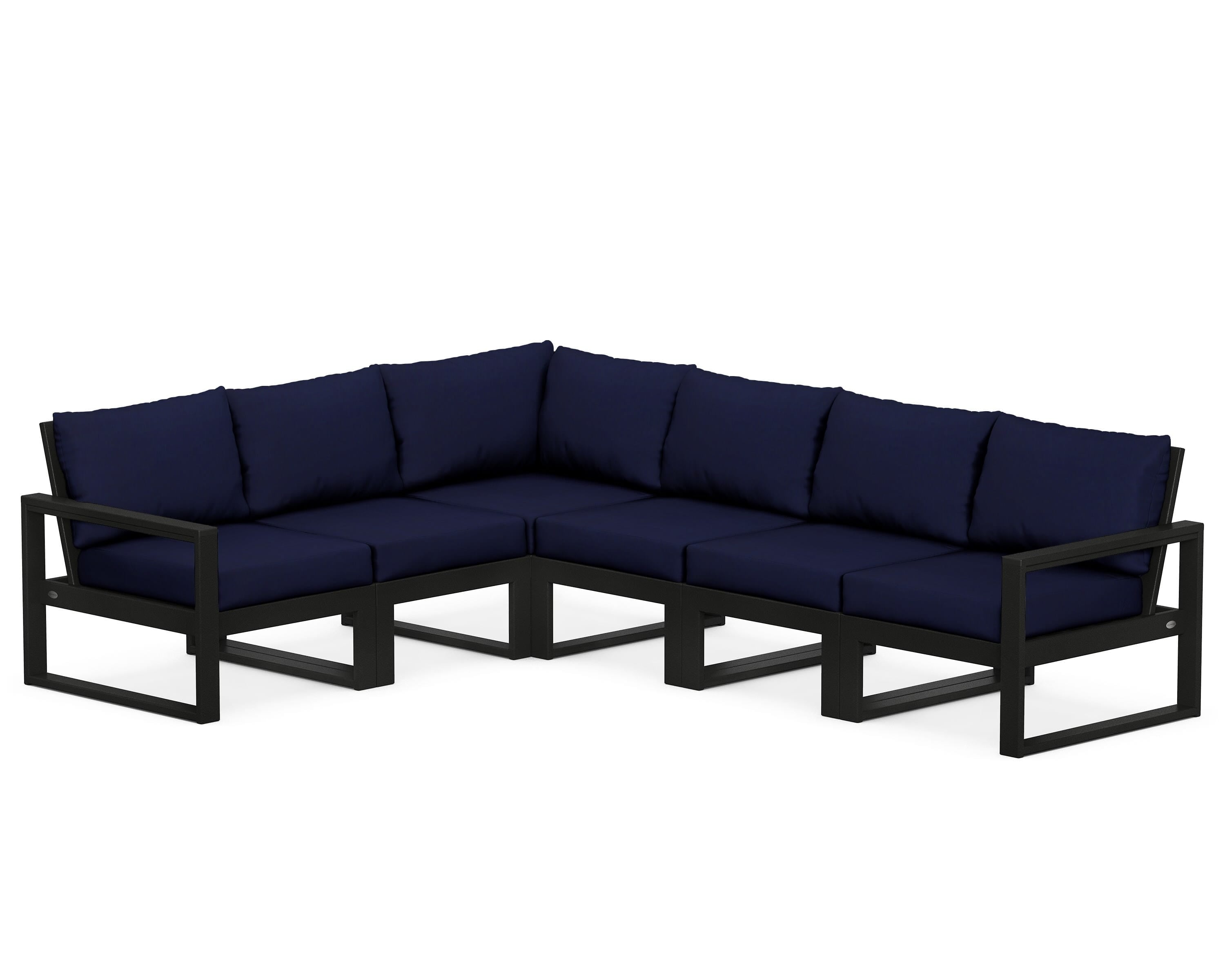 POLYWOOD® EDGE 6-Piece Modular Deep Seating Set in Black / Navy
