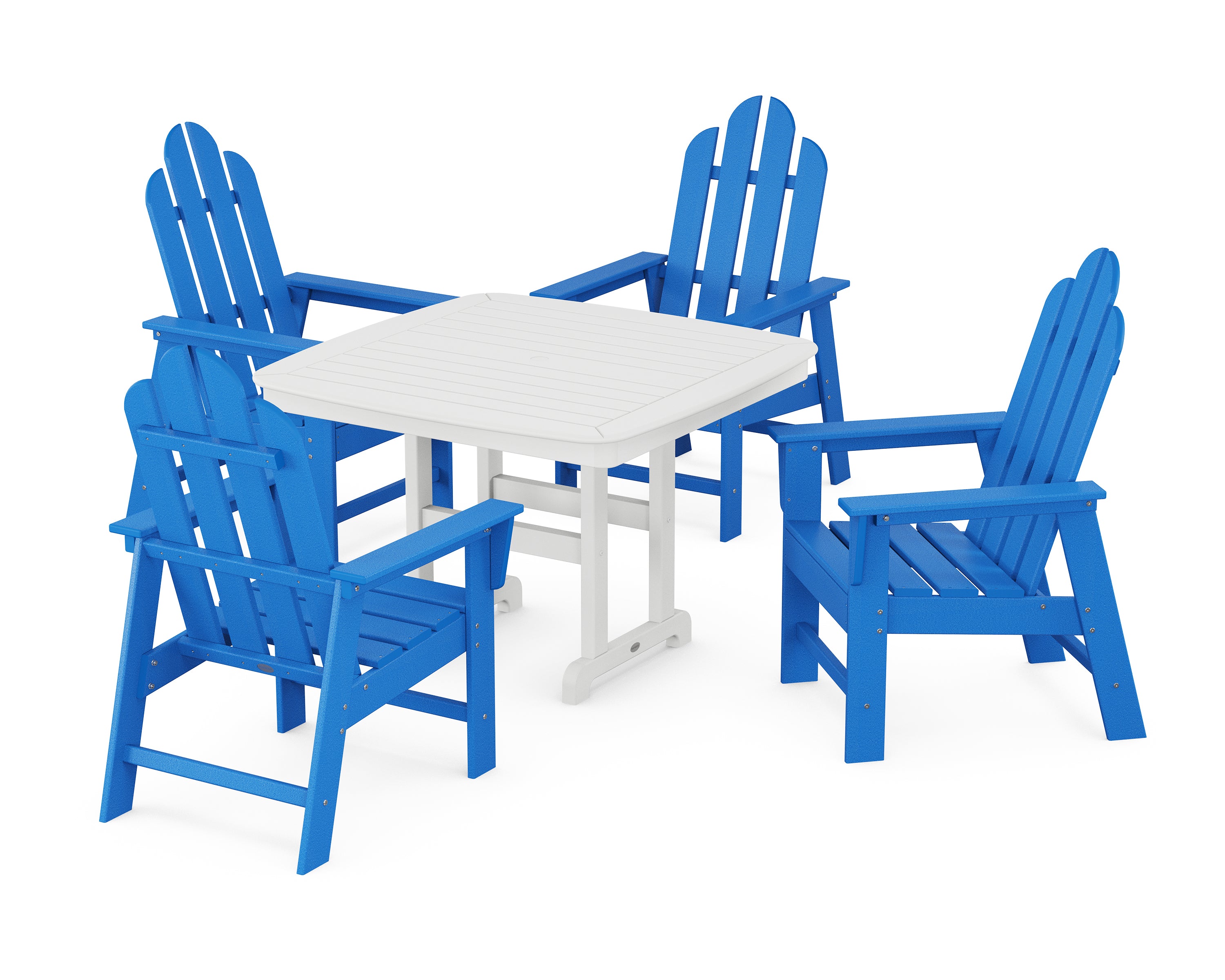 POLYWOOD® Long Island 5-Piece Dining Set with Trestle Legs in Pacific Blue / White