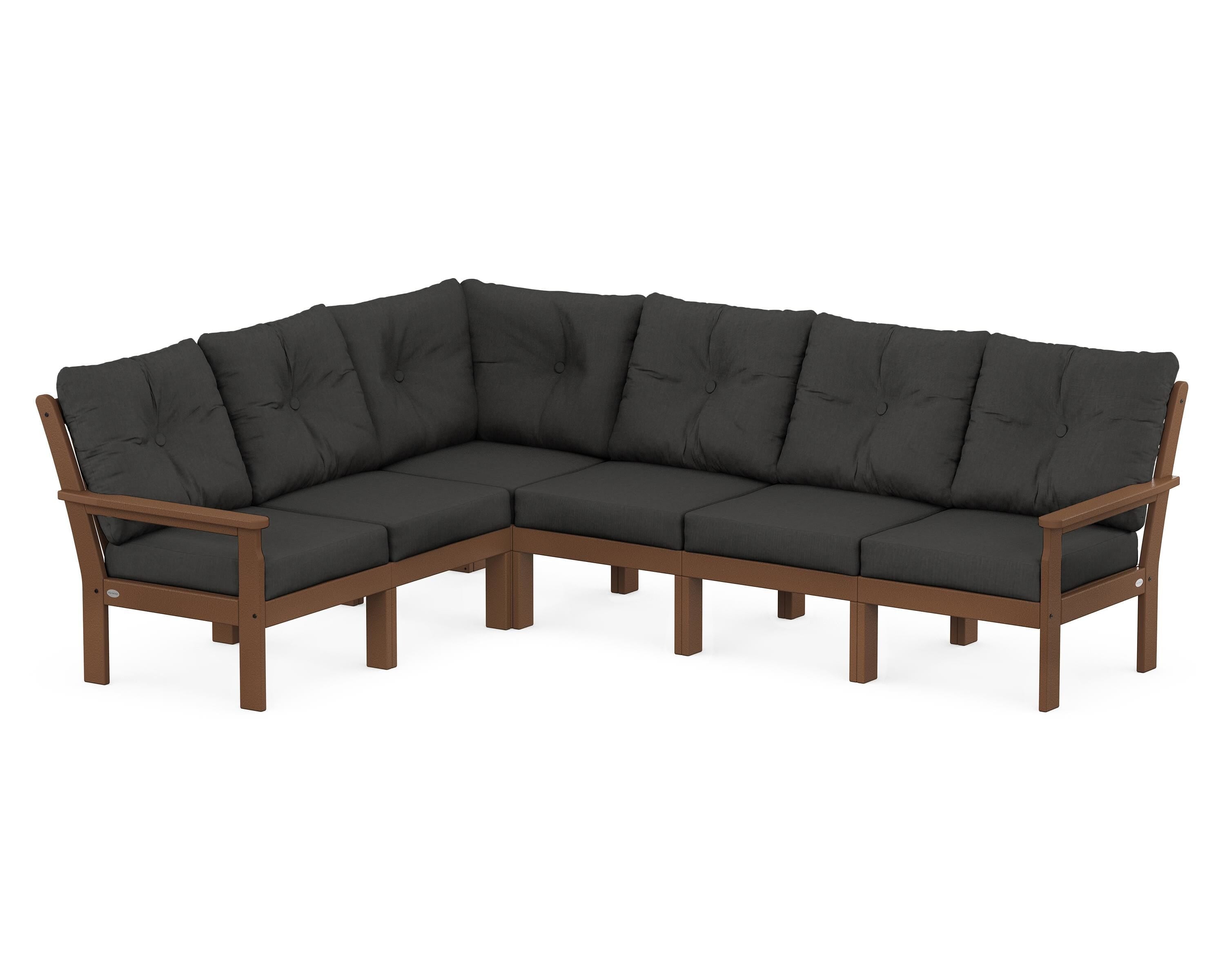 POLYWOOD® Vineyard 6-Piece Sectional in Teak / Spectrum Carbon