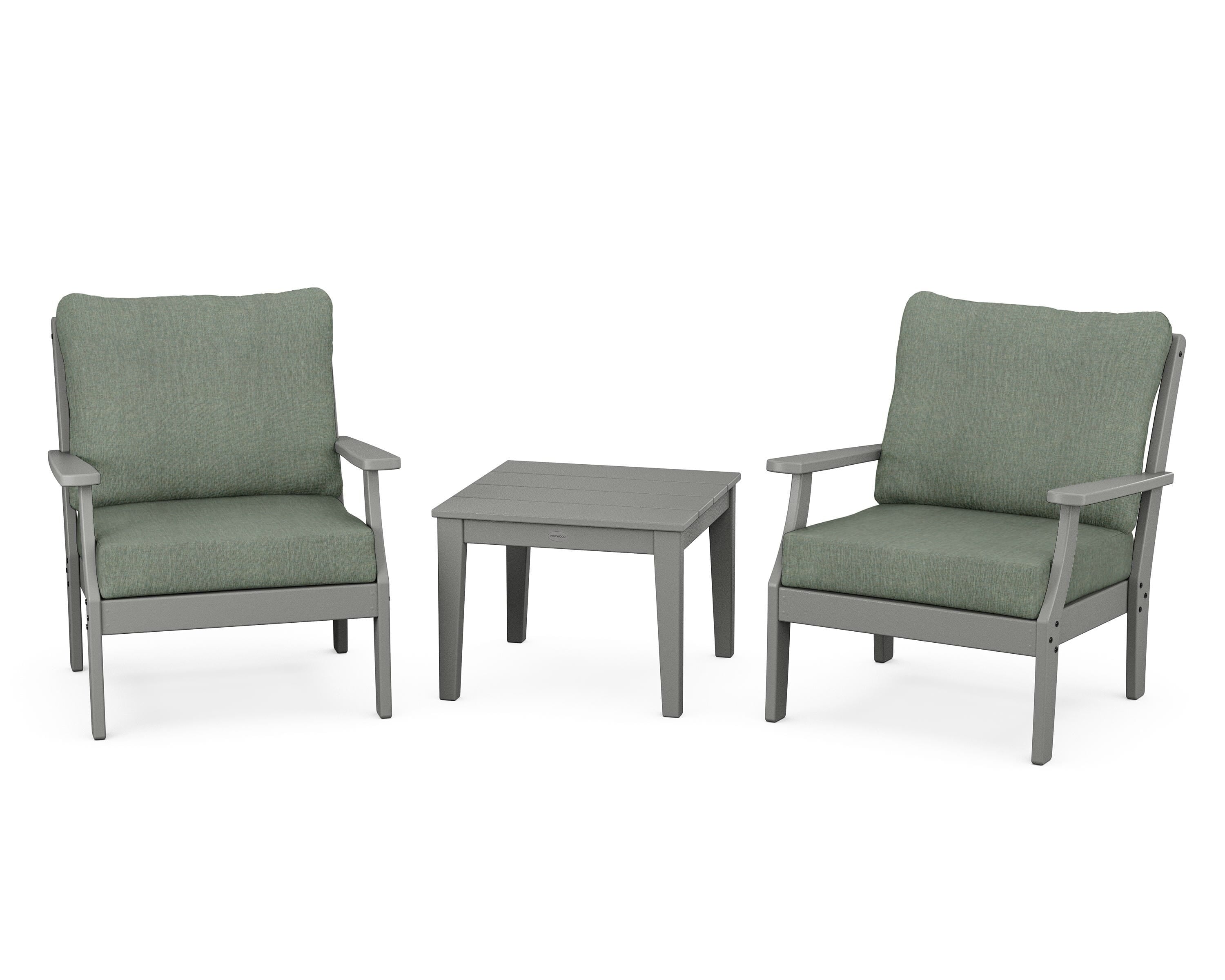 POLYWOOD® Braxton 3-Piece Deep Seating Set in Slate Grey / Cast Sage